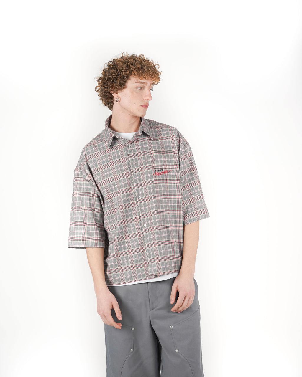 Camicia tartan M/C grigio