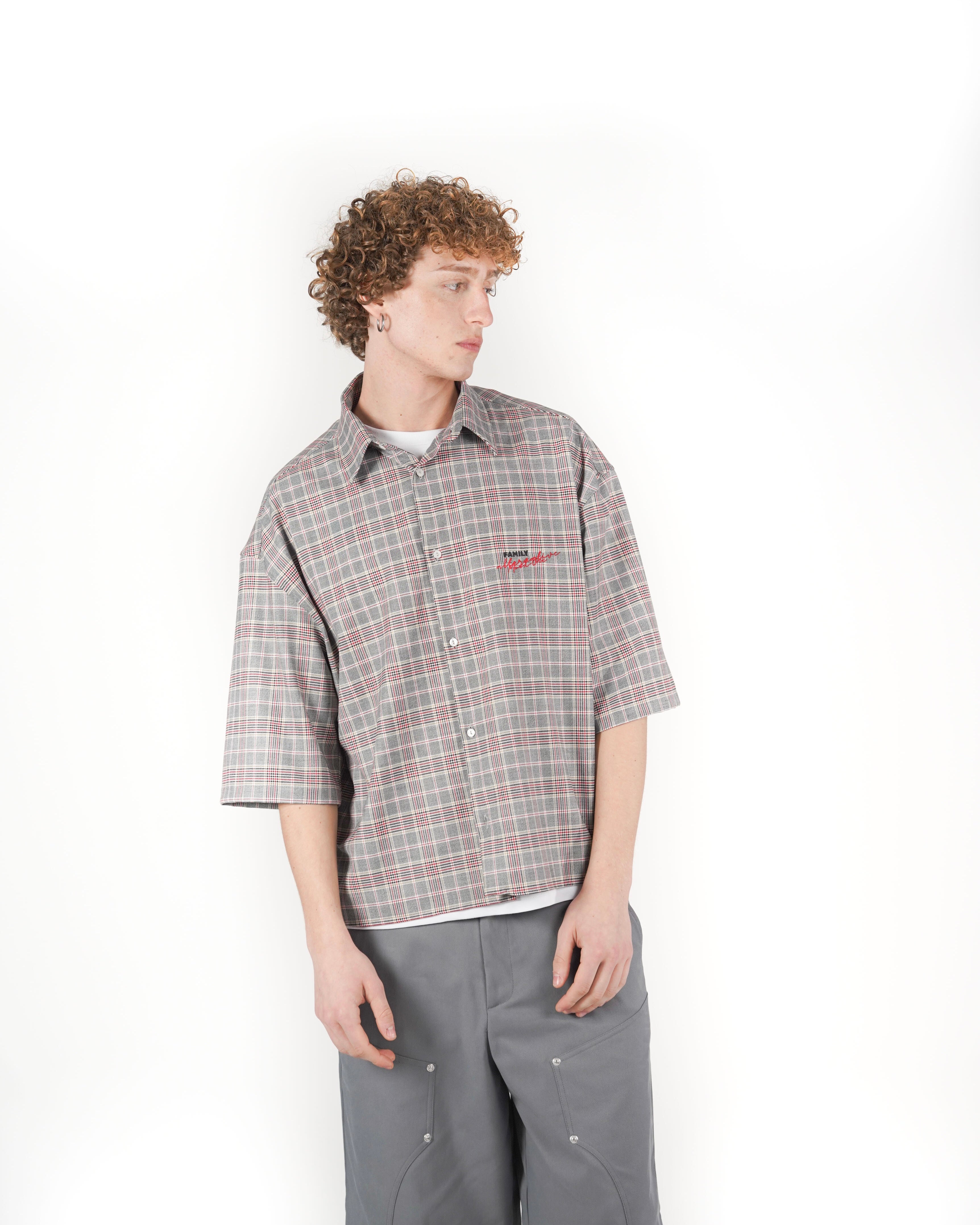 Camicia tartan M/C grigio