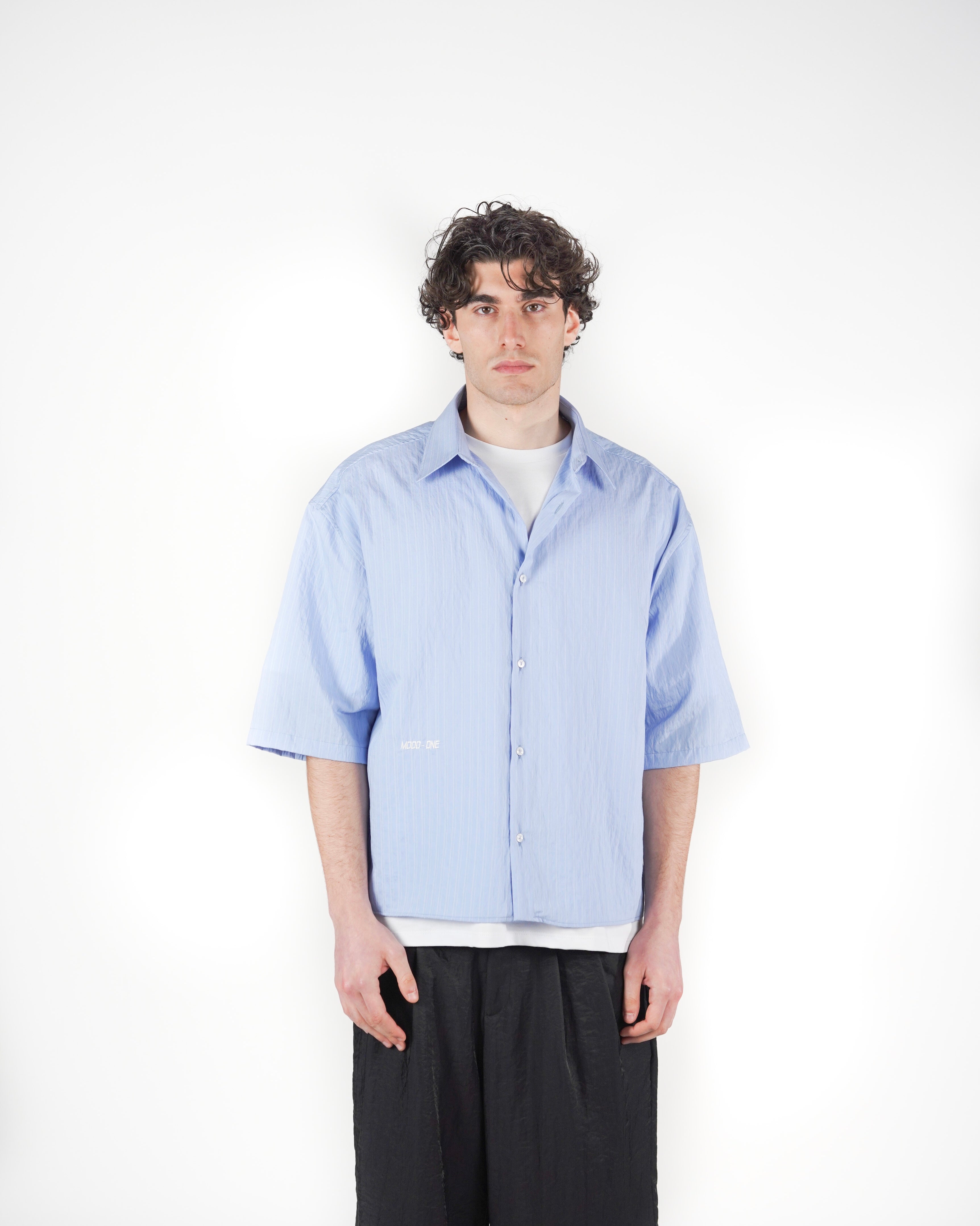 Camicia boxy M/C celeste