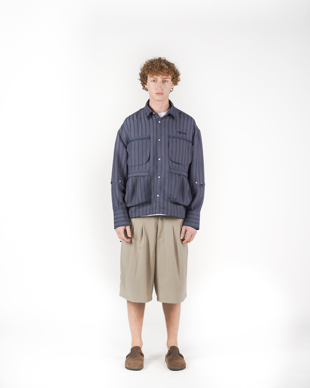 Camicia 2IN1 gessato blu