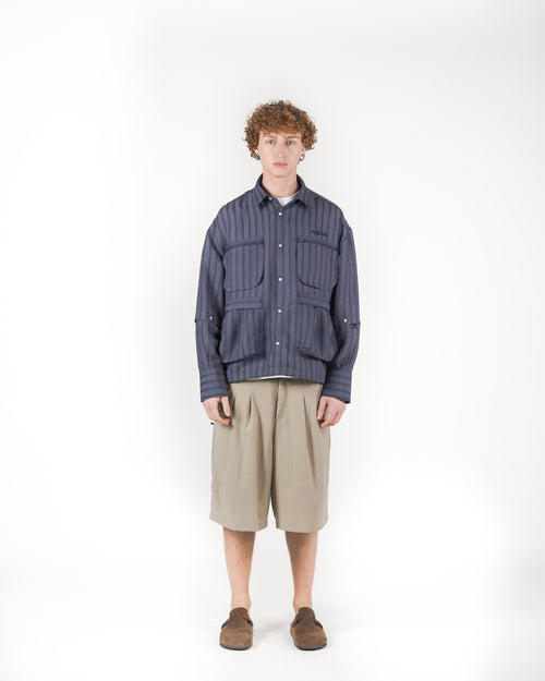 Camicia 2IN1 gessato blu