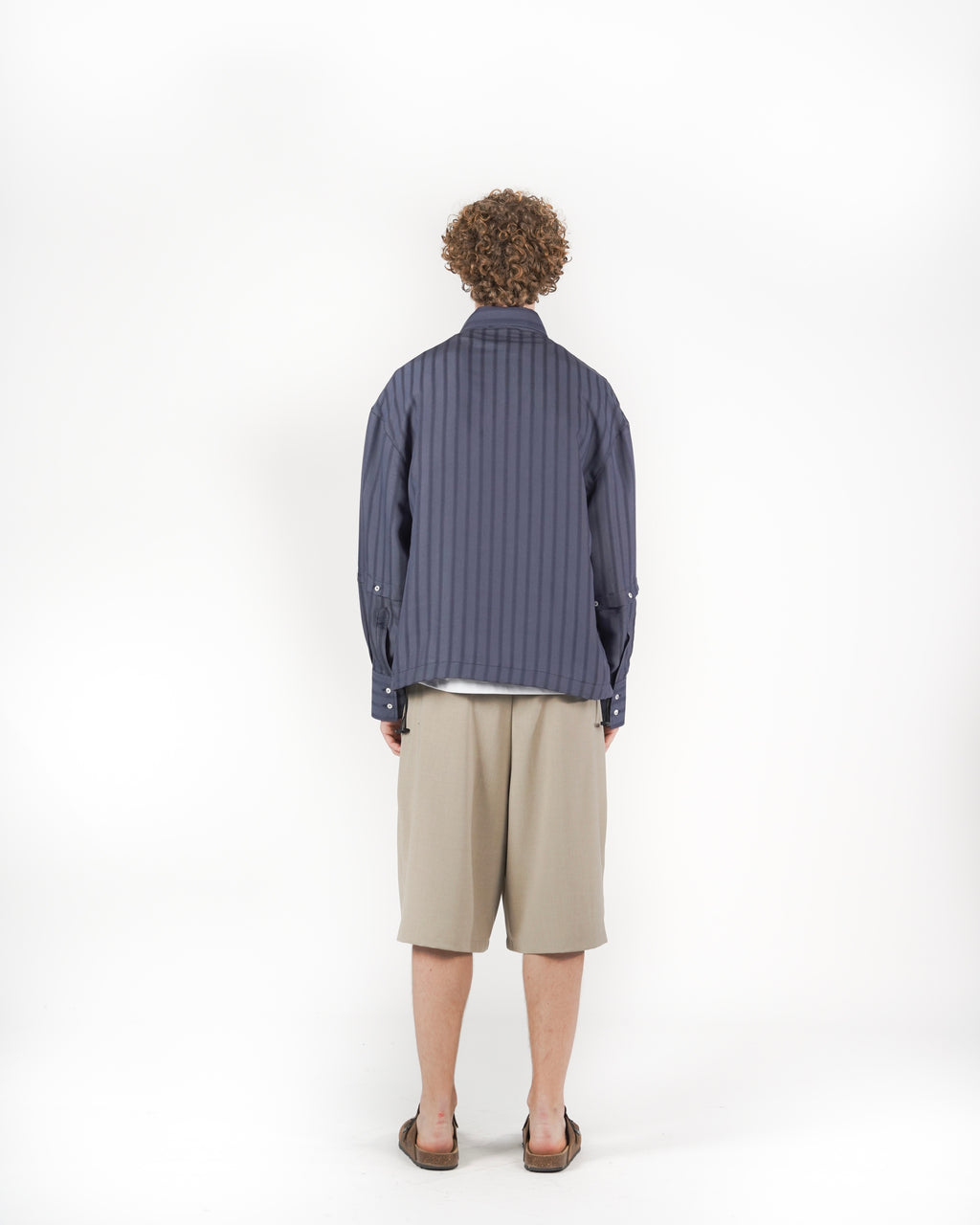 Camicia 2IN1 gessato blu