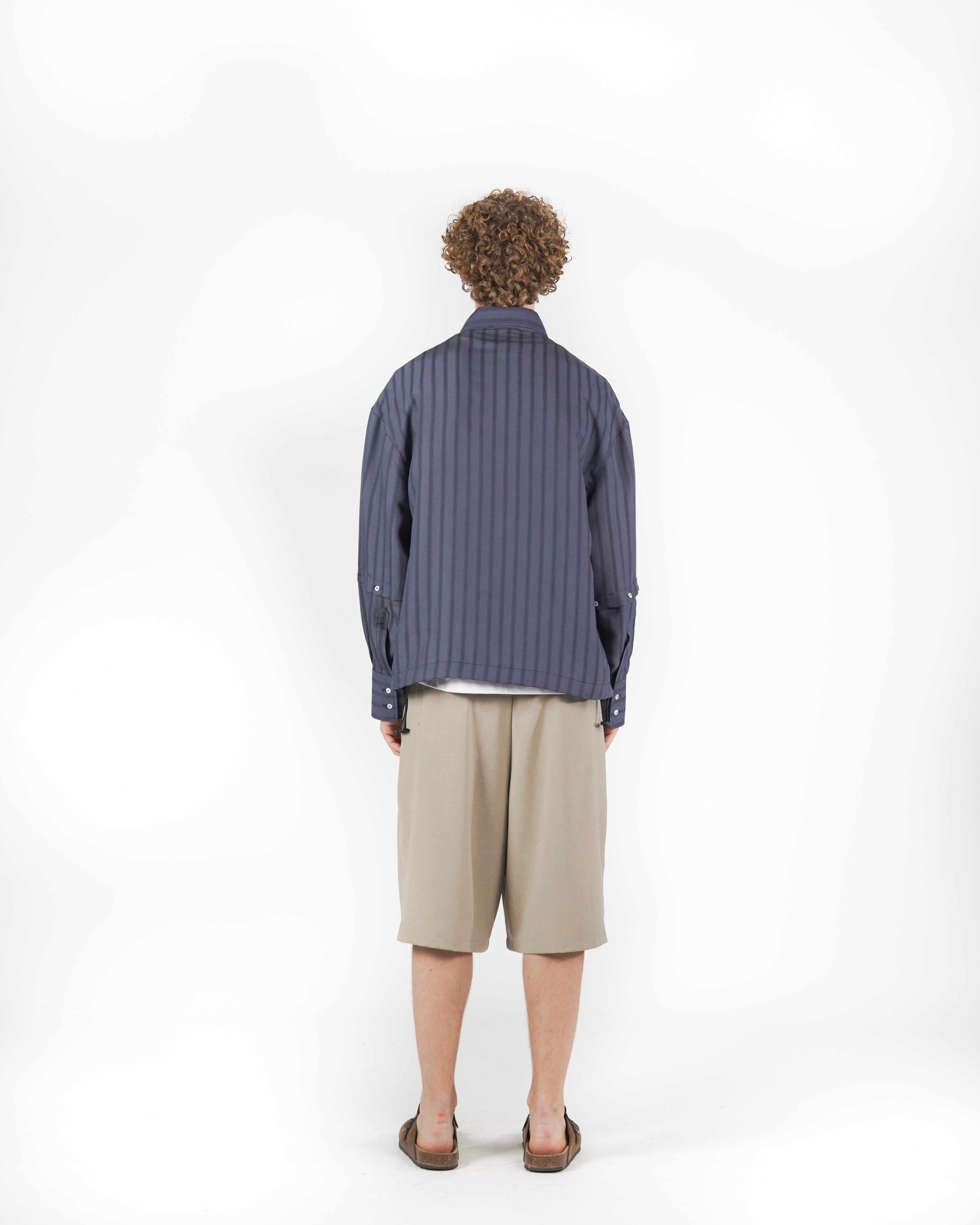 Camicia 2IN1 gessato blu