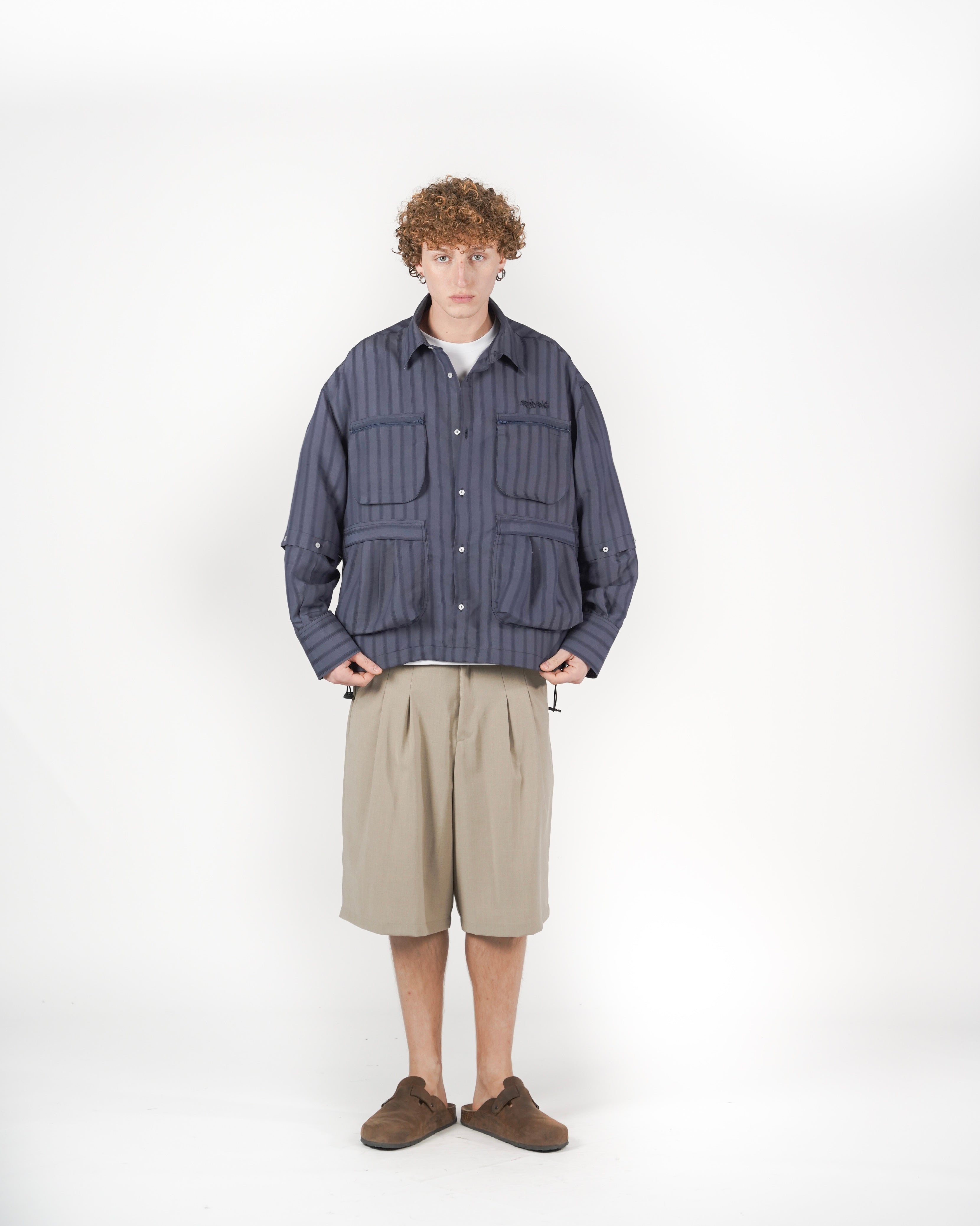 Camicia 2IN1 gessato blu