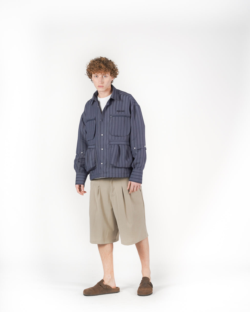 Camicia 2IN1 gessato blu