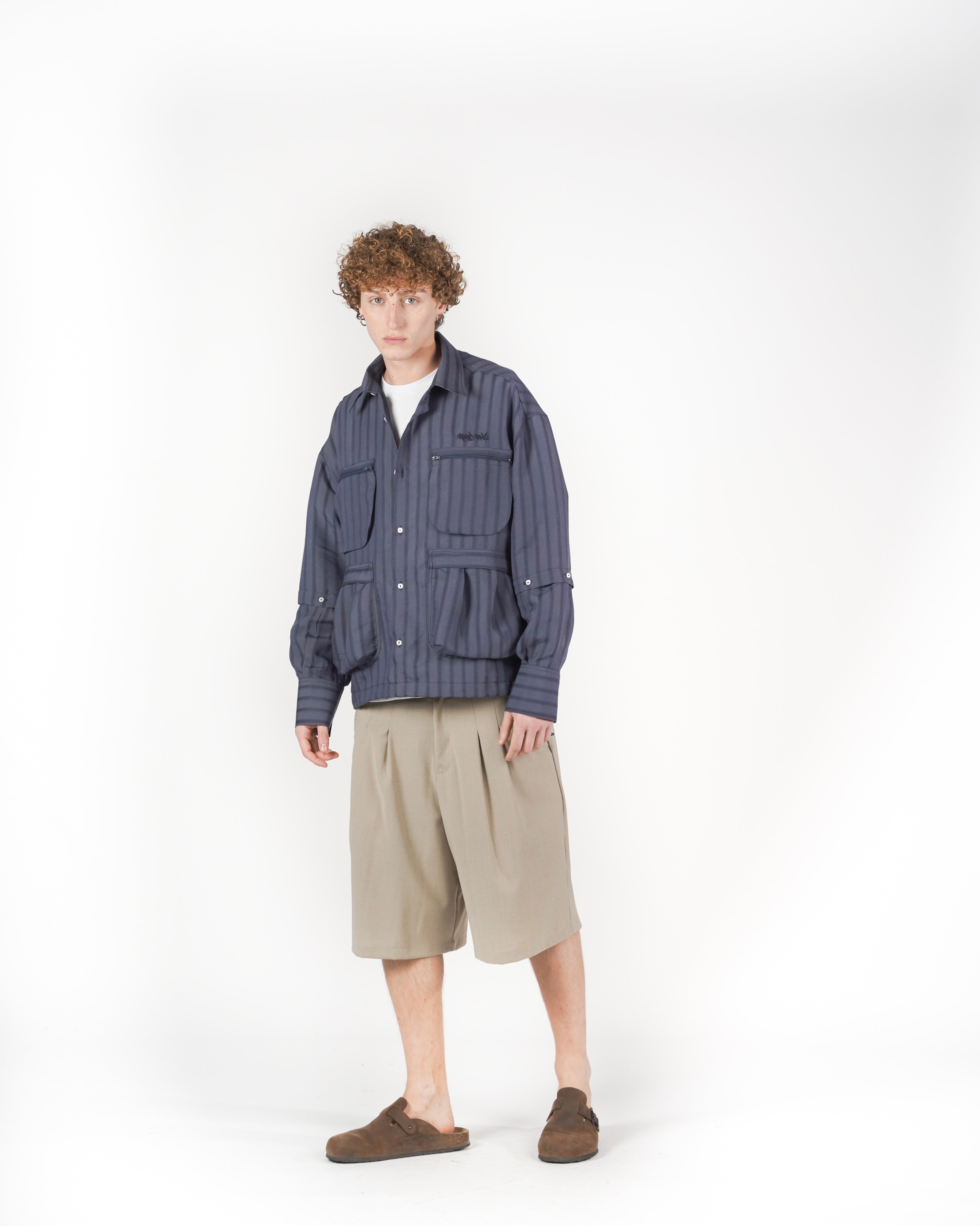 Camicia 2IN1 gessato blu