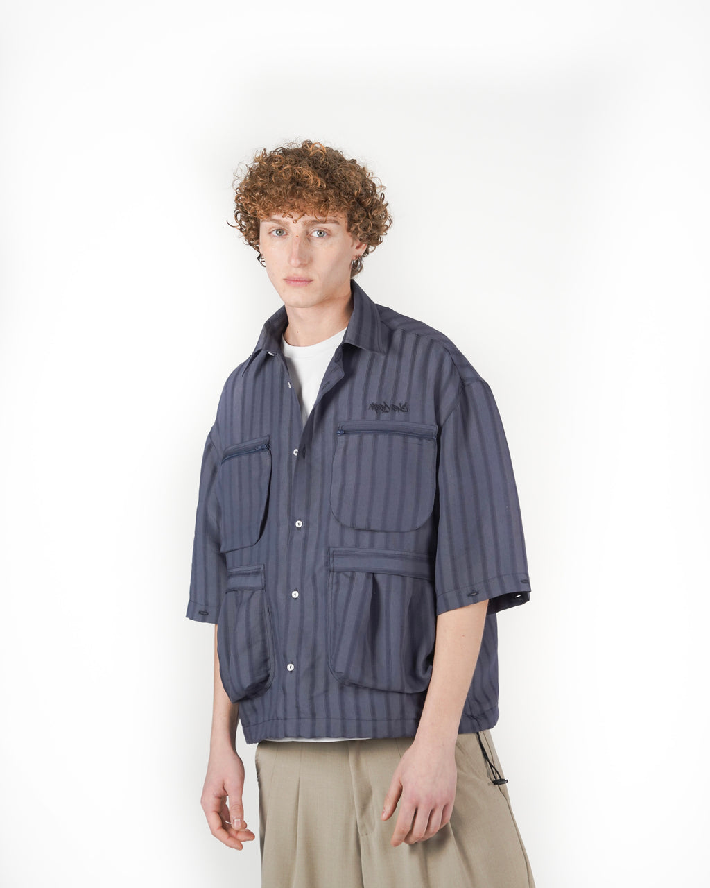 Camicia 2IN1 gessato blu