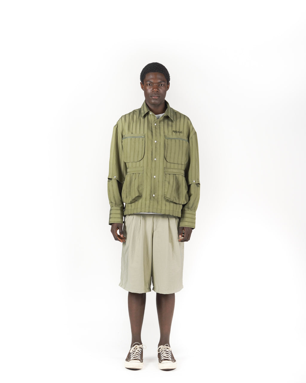 Camicia 2IN1 gessato verde