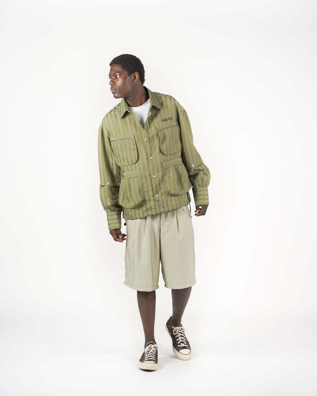 Camicia 2IN1 gessato verde