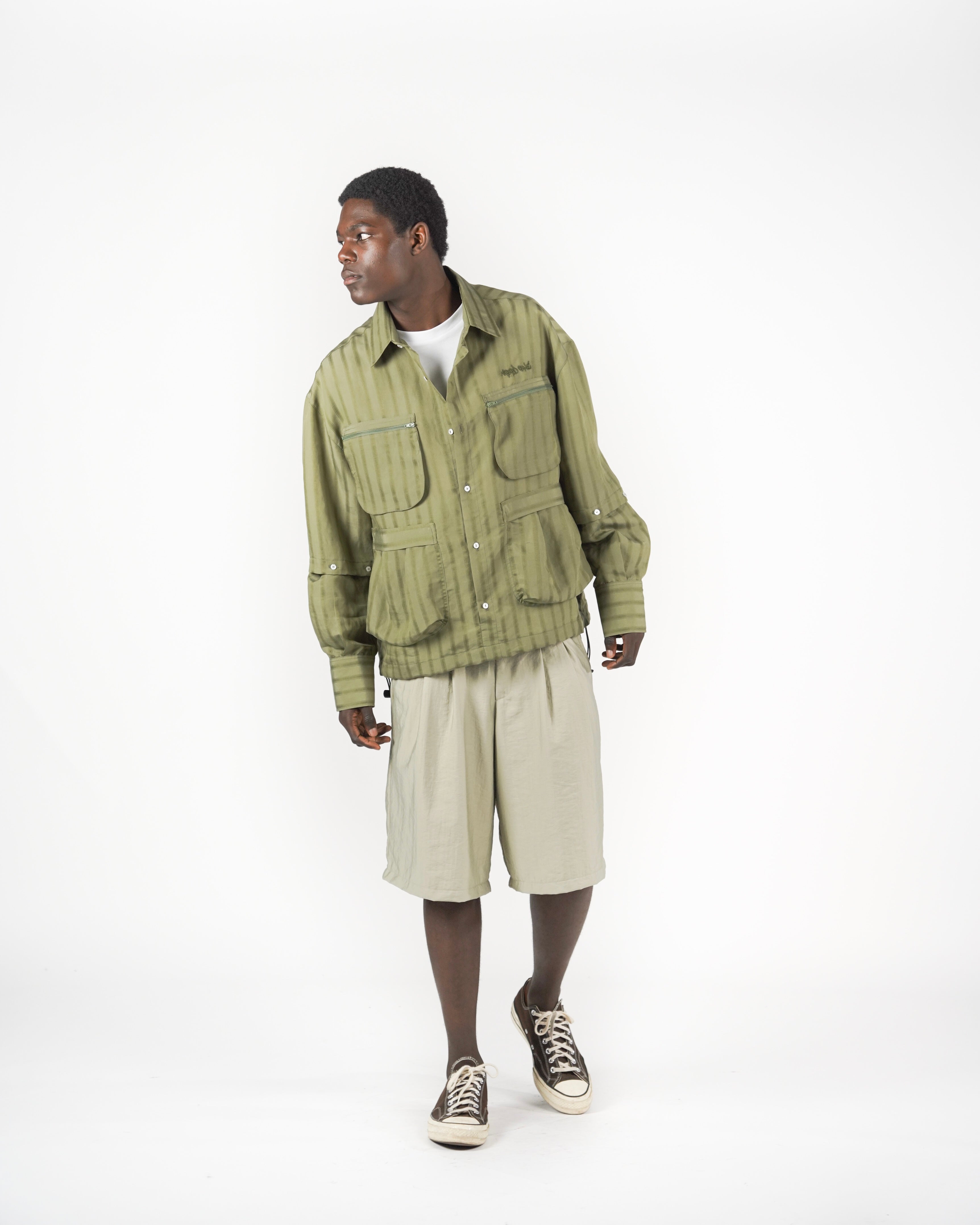 Camicia 2IN1 gessato verde