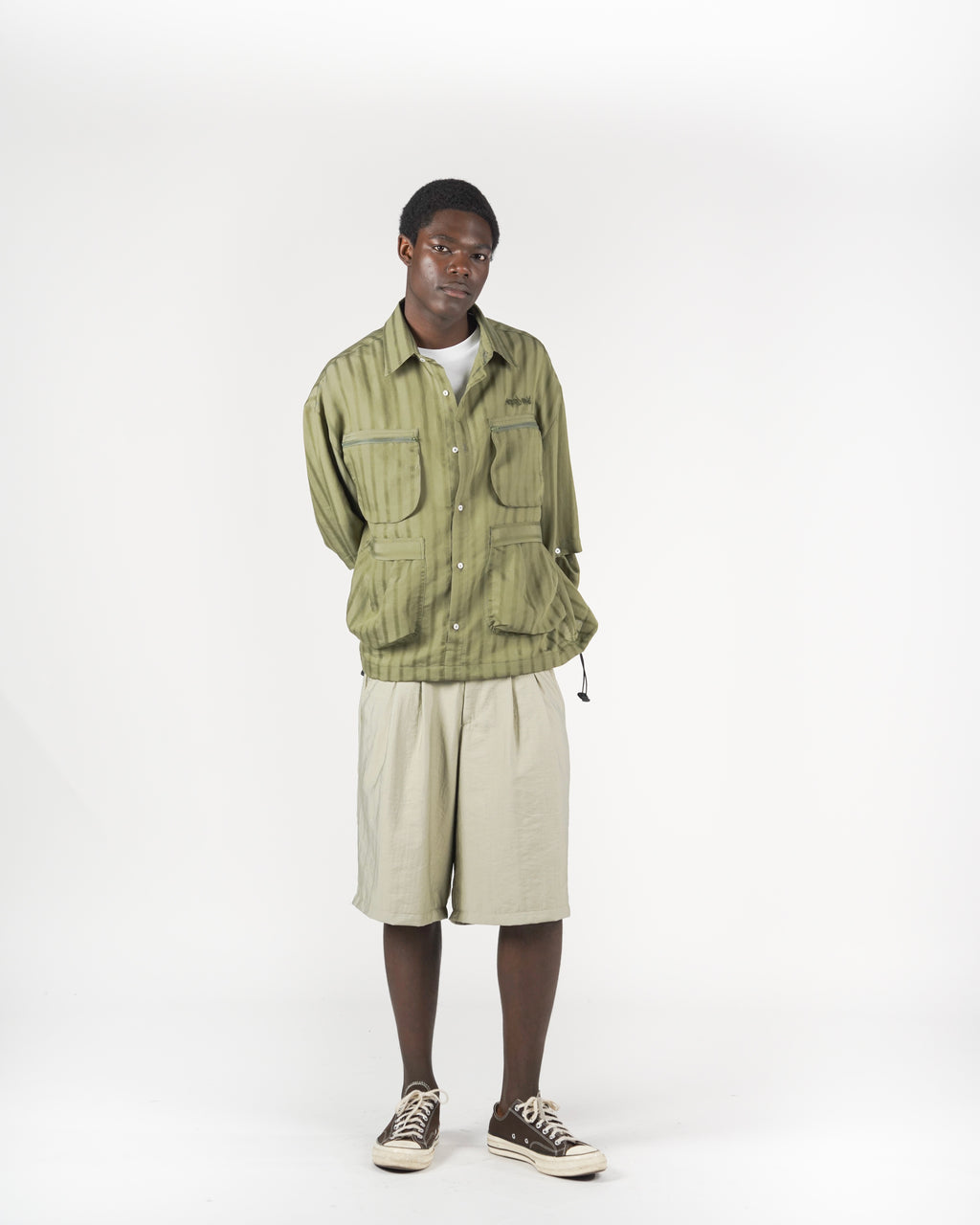 Camicia 2IN1 gessato verde