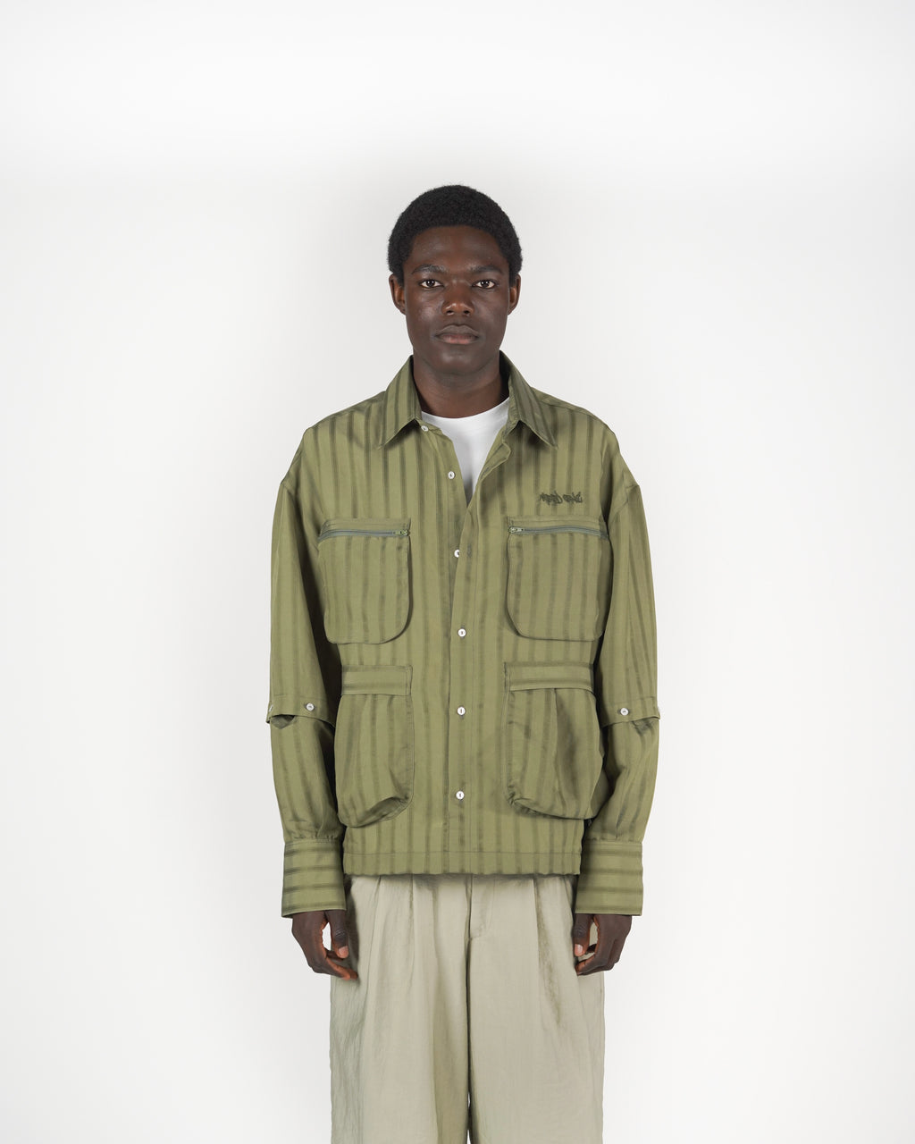 Camicia 2IN1 gessato verde