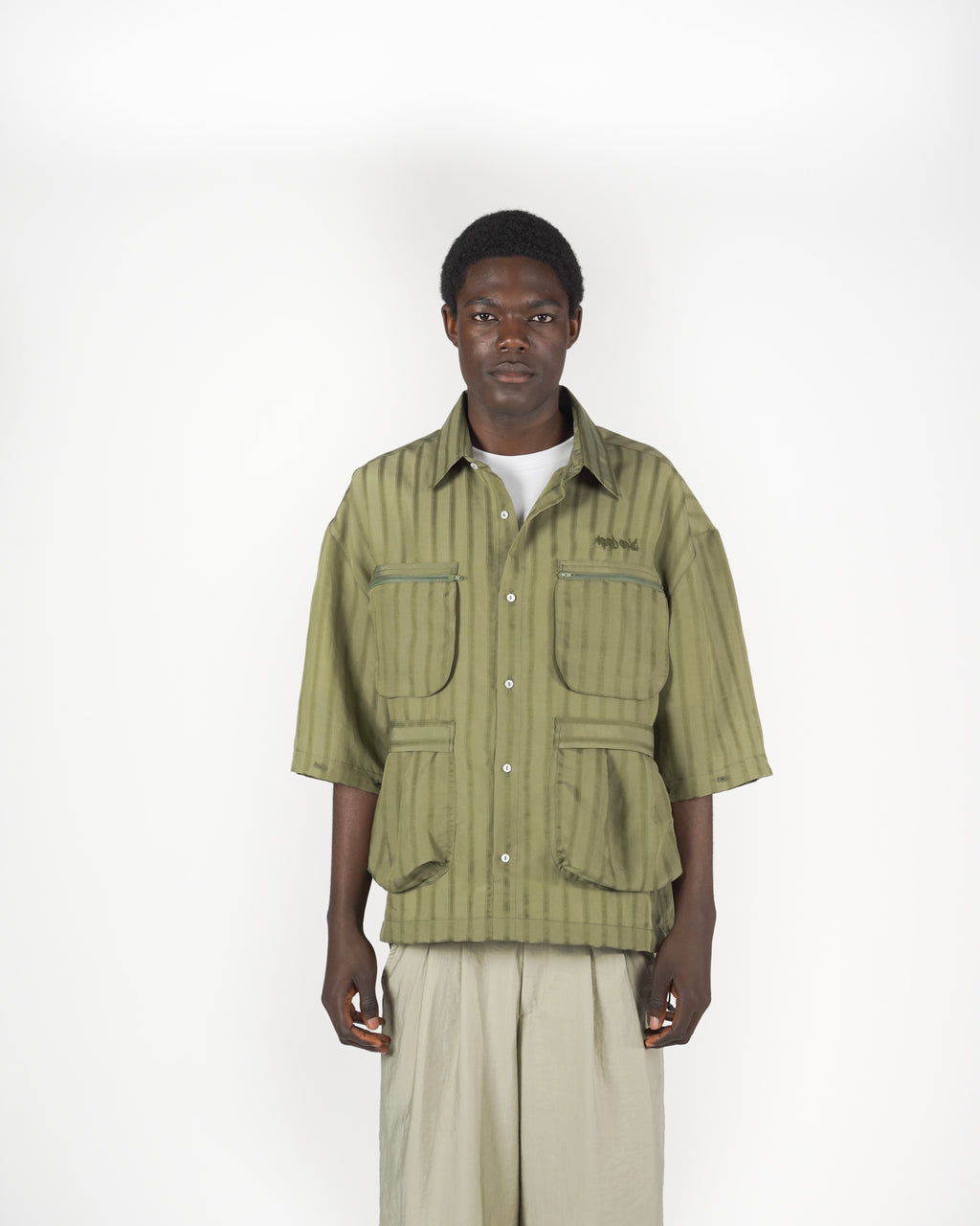 Camicia 2IN1 gessato verde