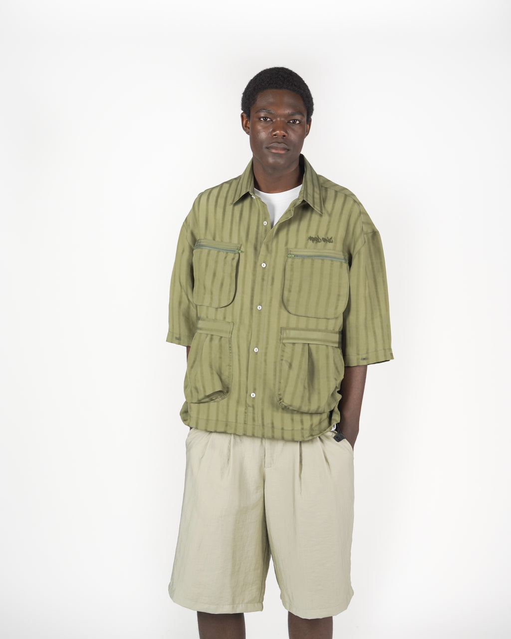 Camicia 2IN1 gessato verde