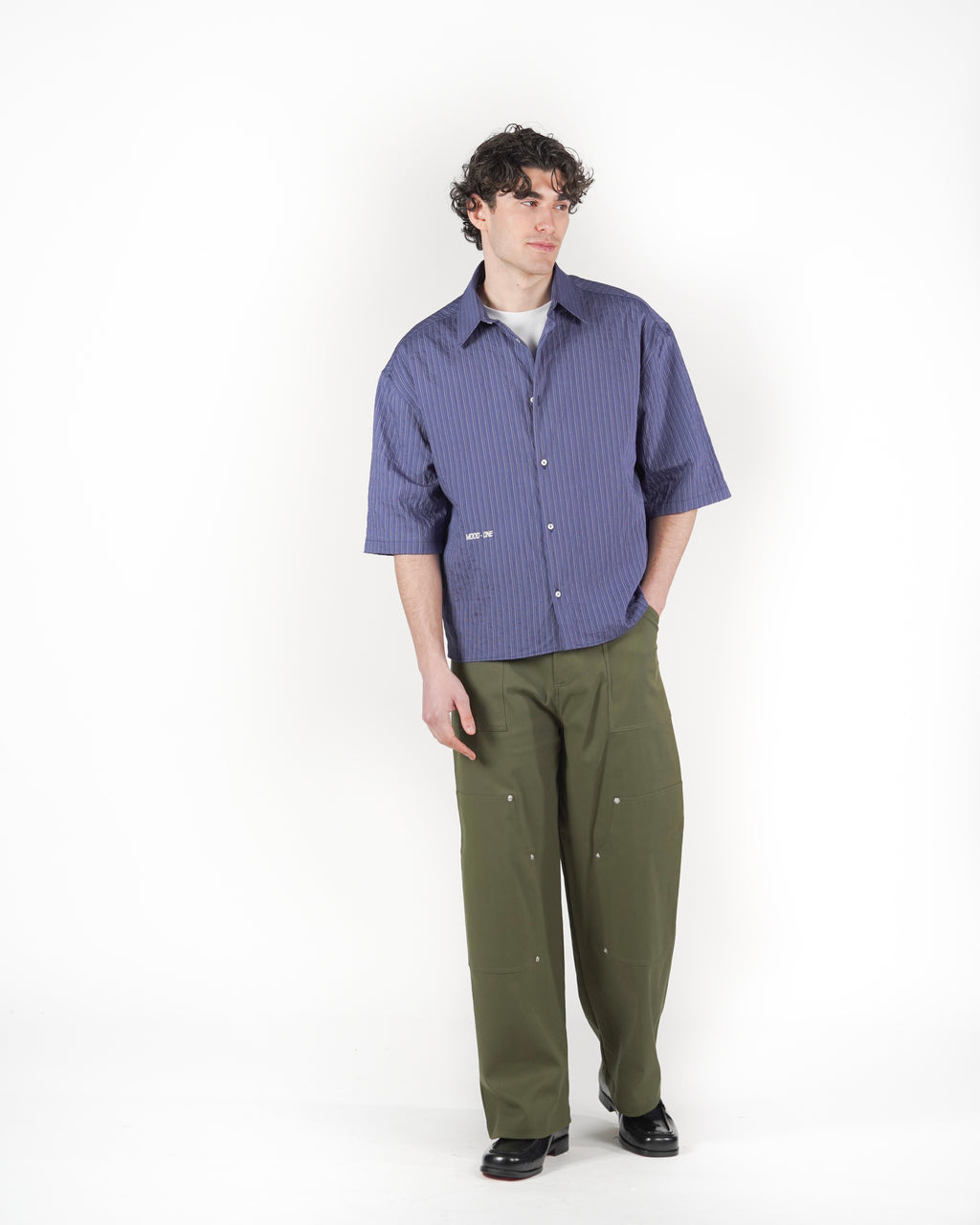 Camicia boxy M/C blu