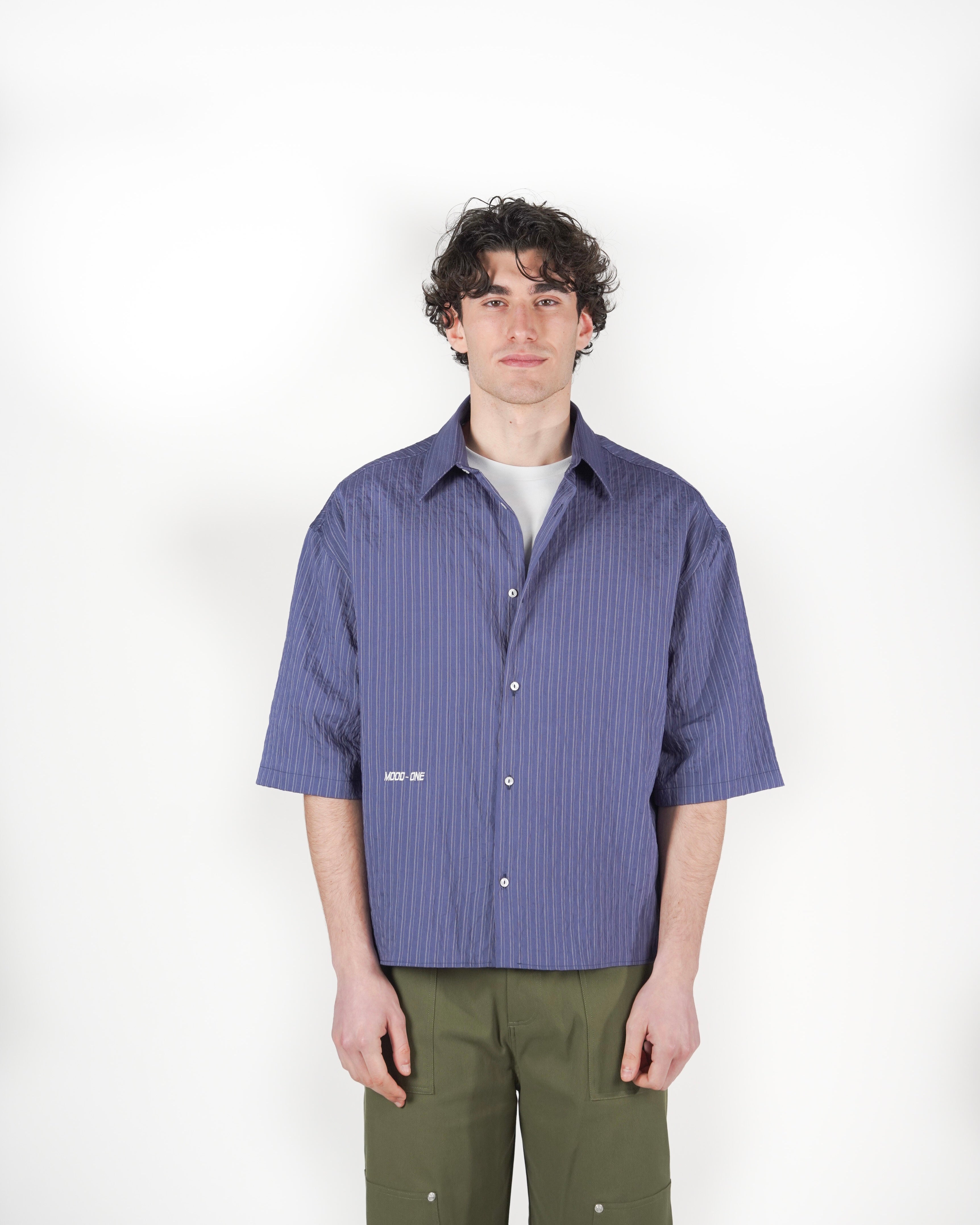 Camicia boxy M/C blu