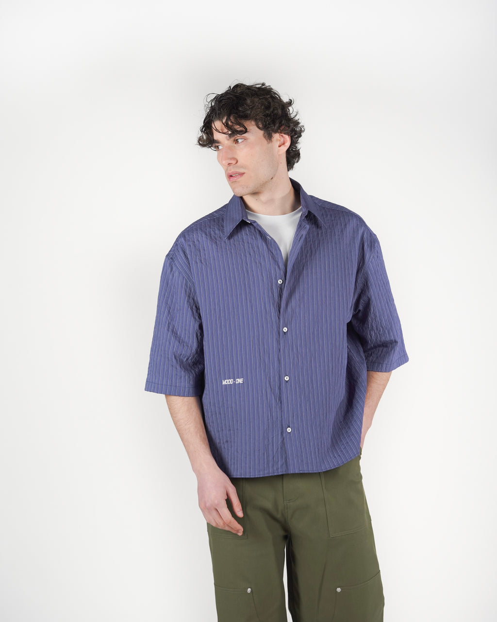 Camicia boxy M/C blu