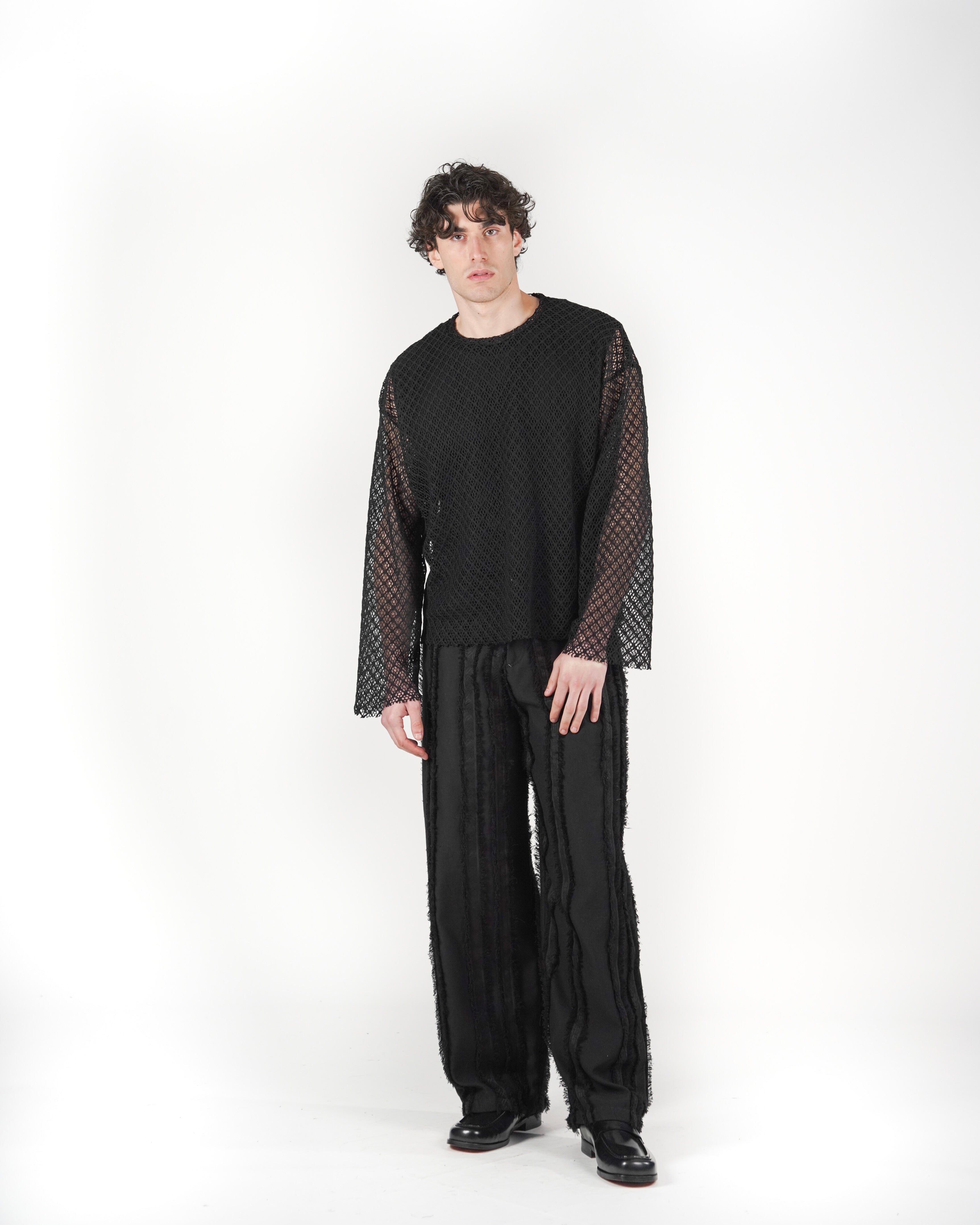 Longsleeve traforata nera