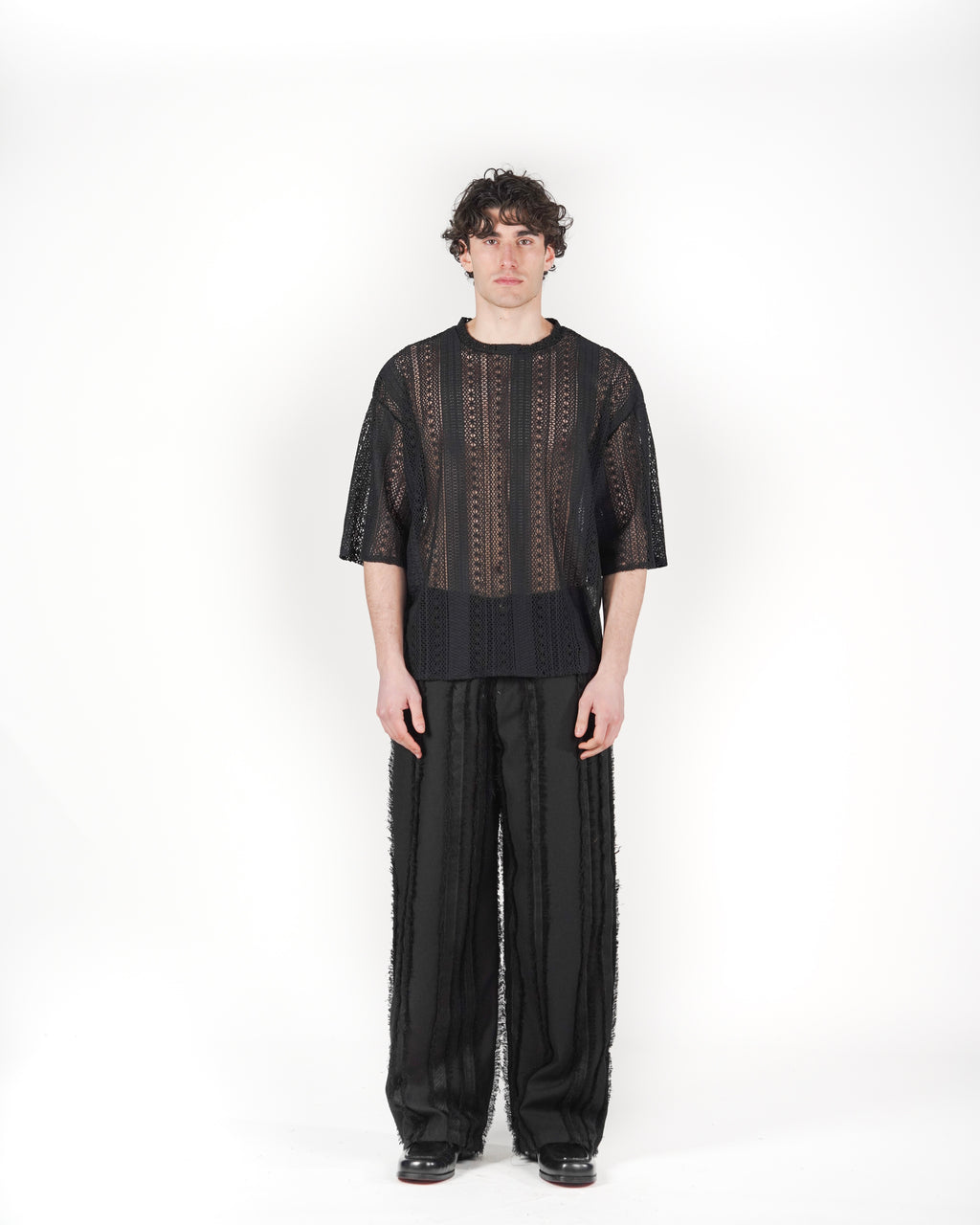 Pantalone frangiato nero