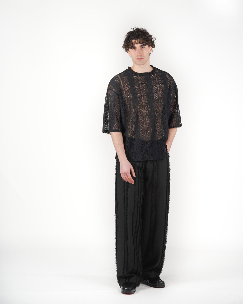 Pantalone frangiato nero
