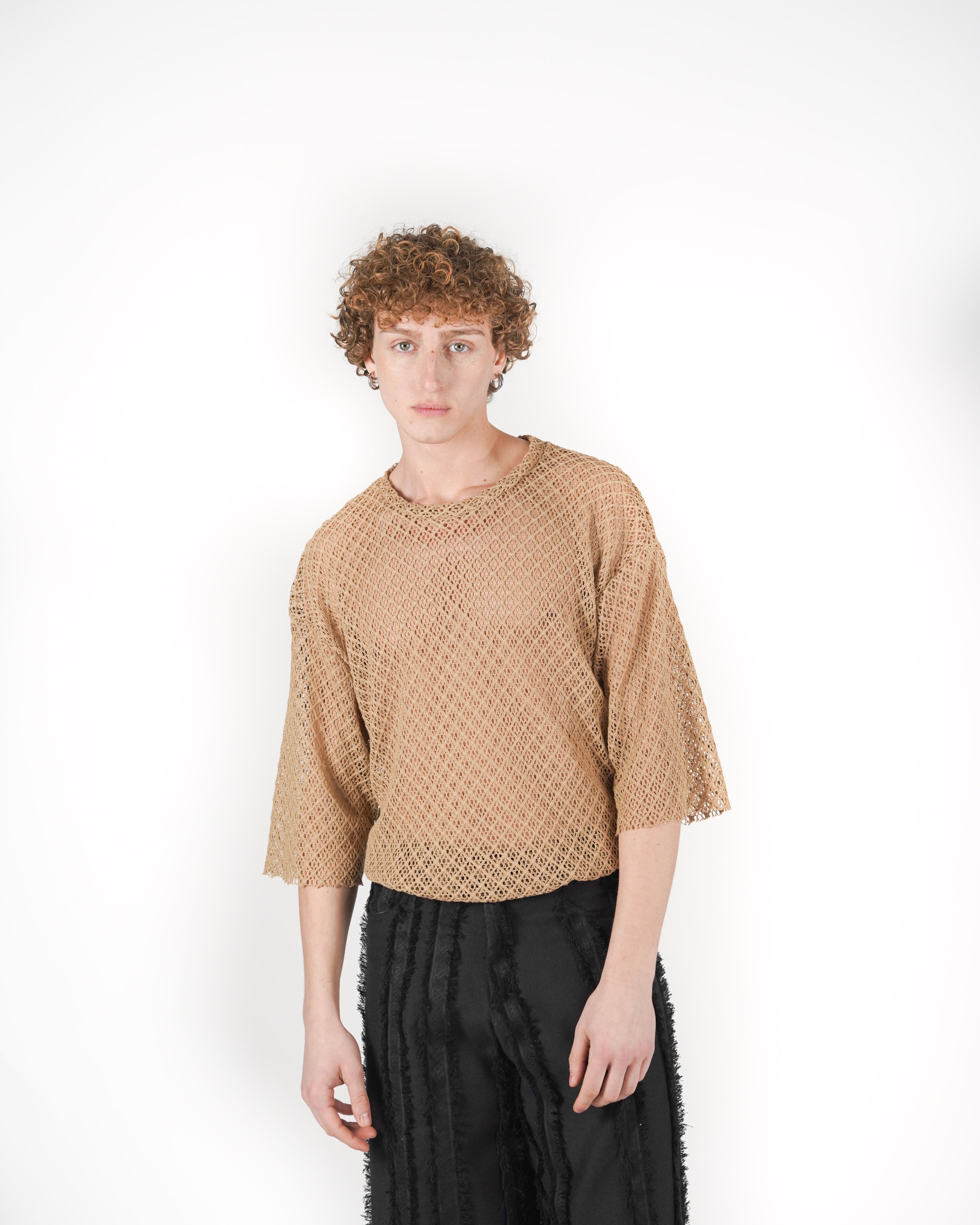 T-shirt traforata beige