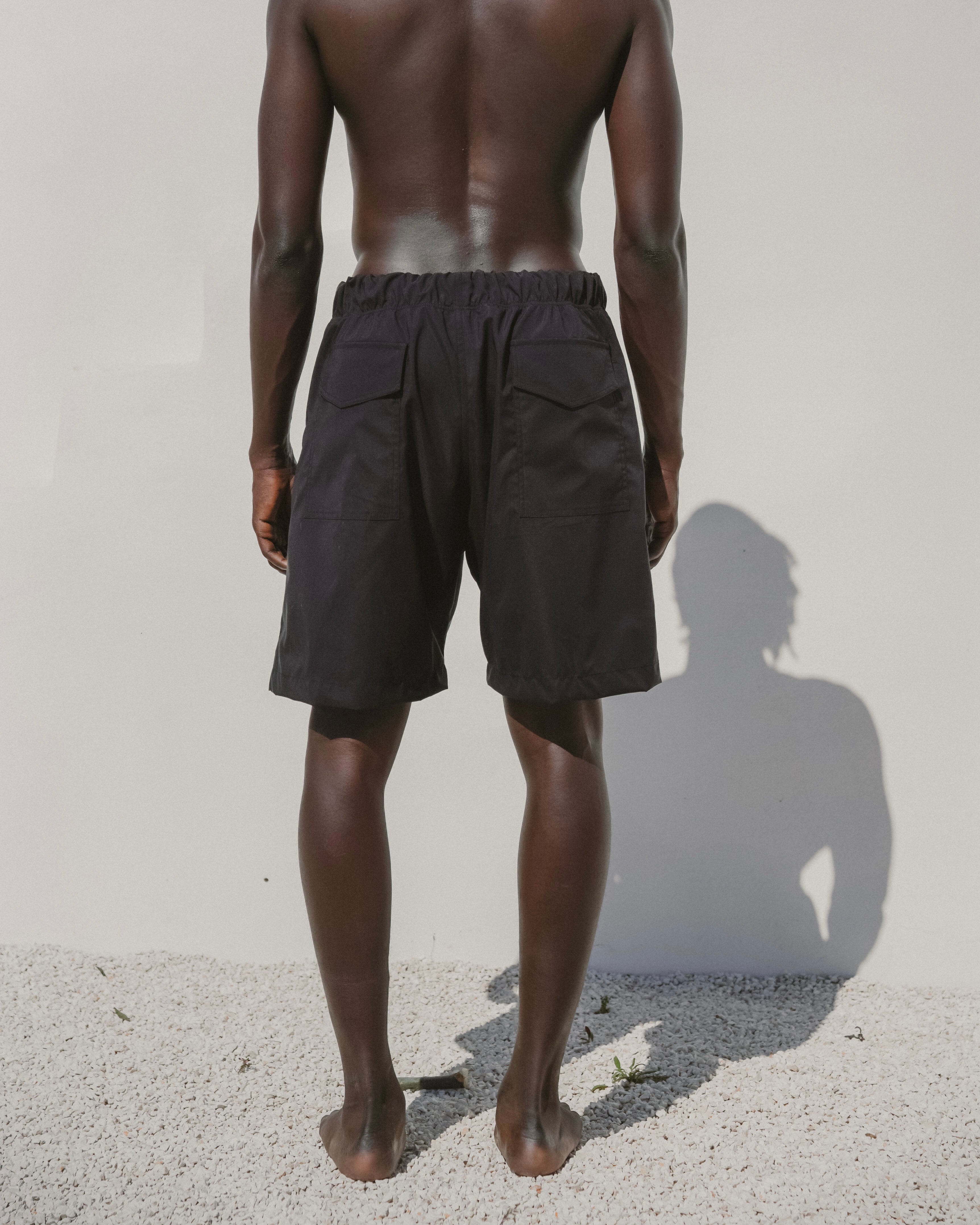 Black beach shorts