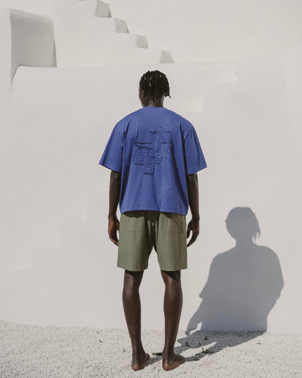 Blue embroidered tee