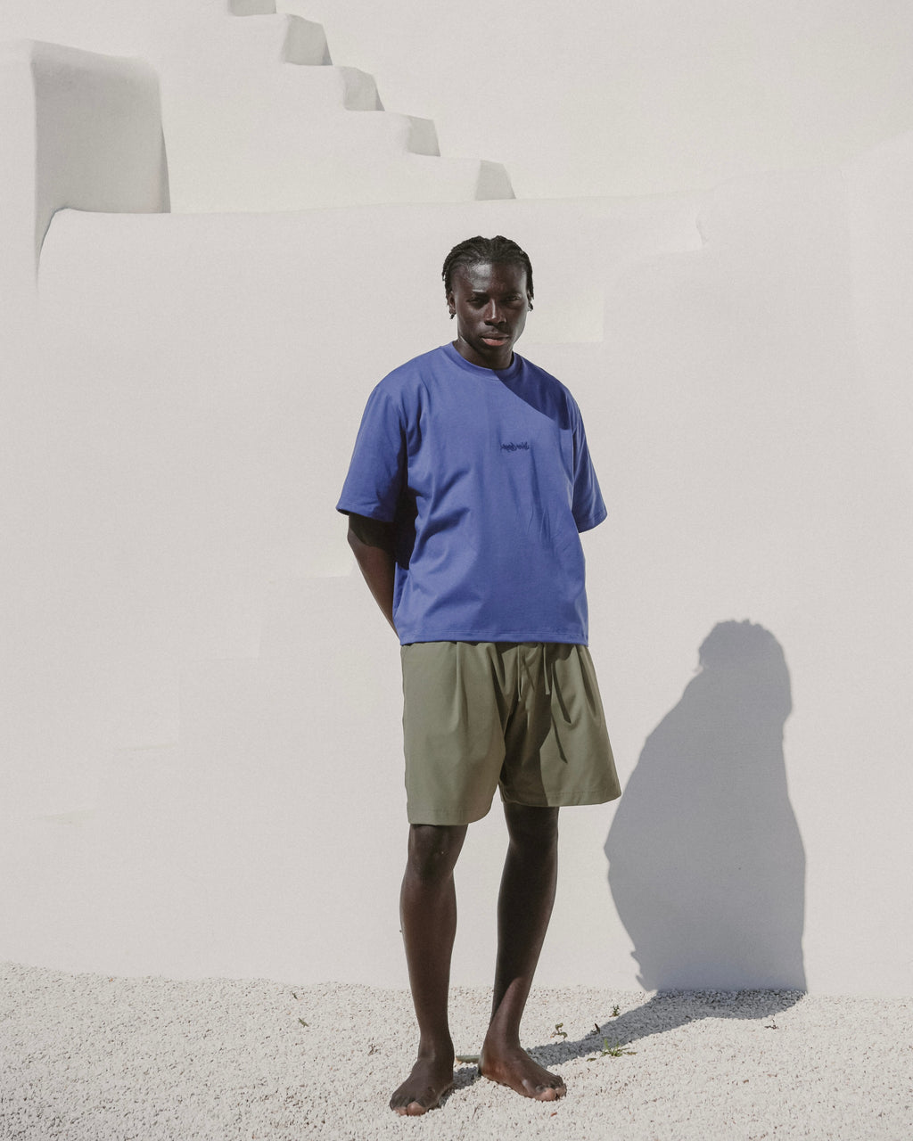 Blue embroidered tee