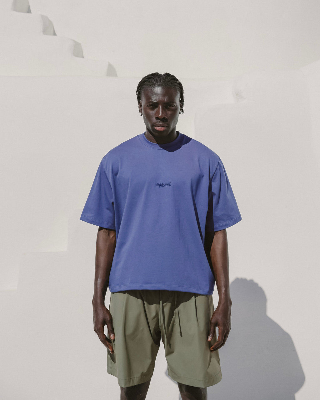 Blue embroidered tee