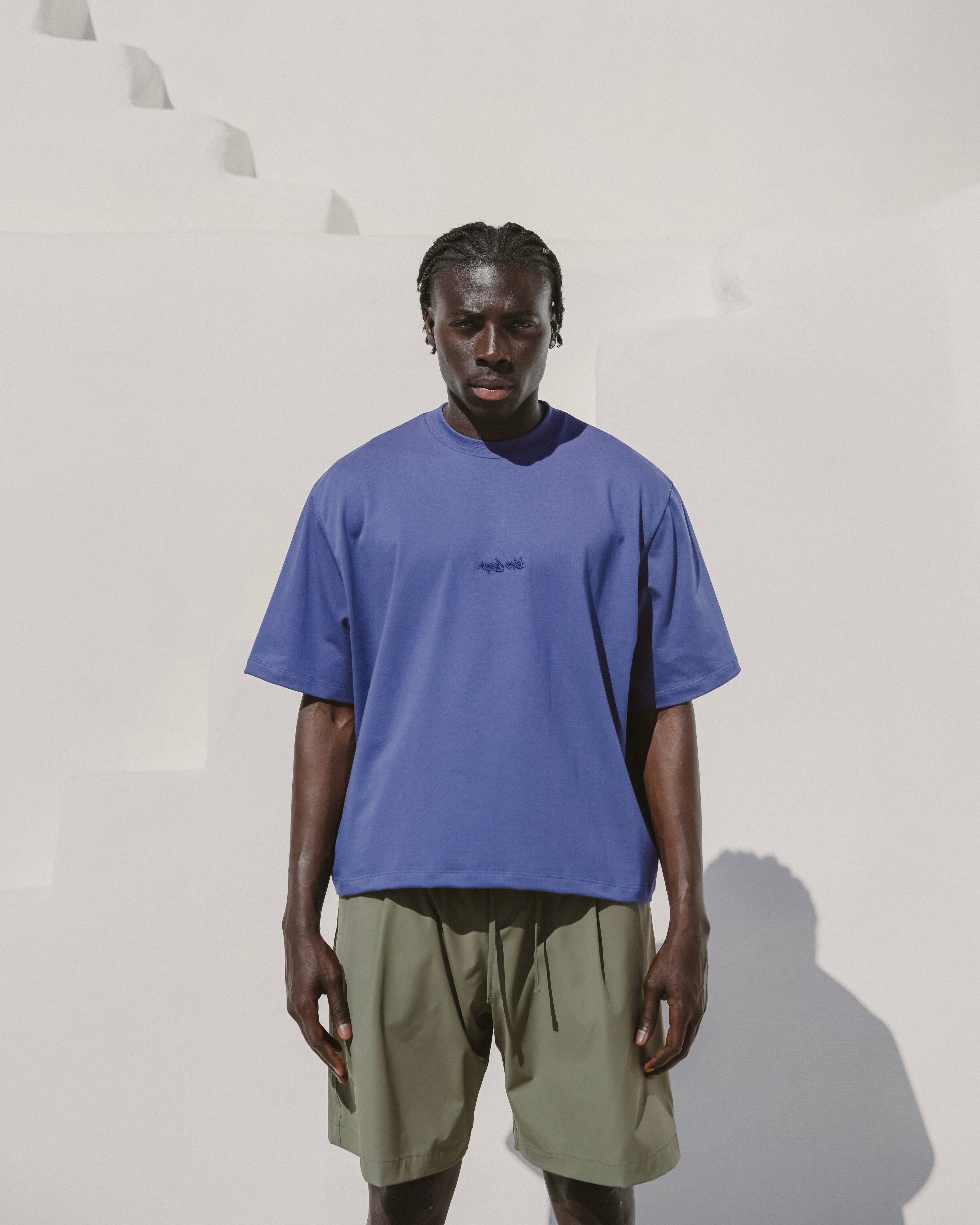 Blue embroidered tee