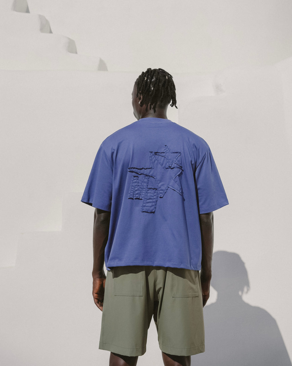Blue embroidered tee