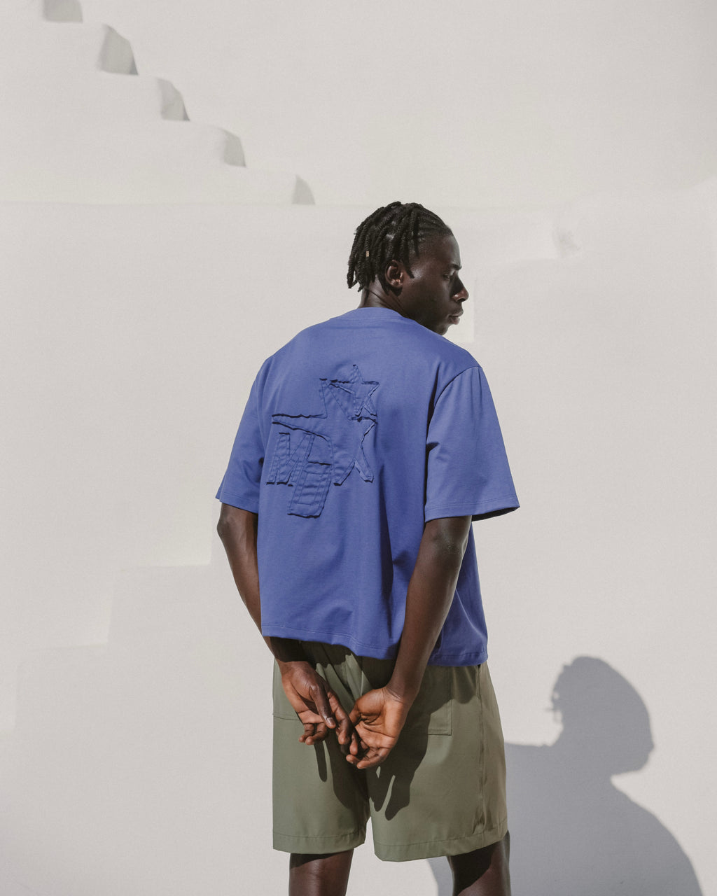 Blue embroidered tee