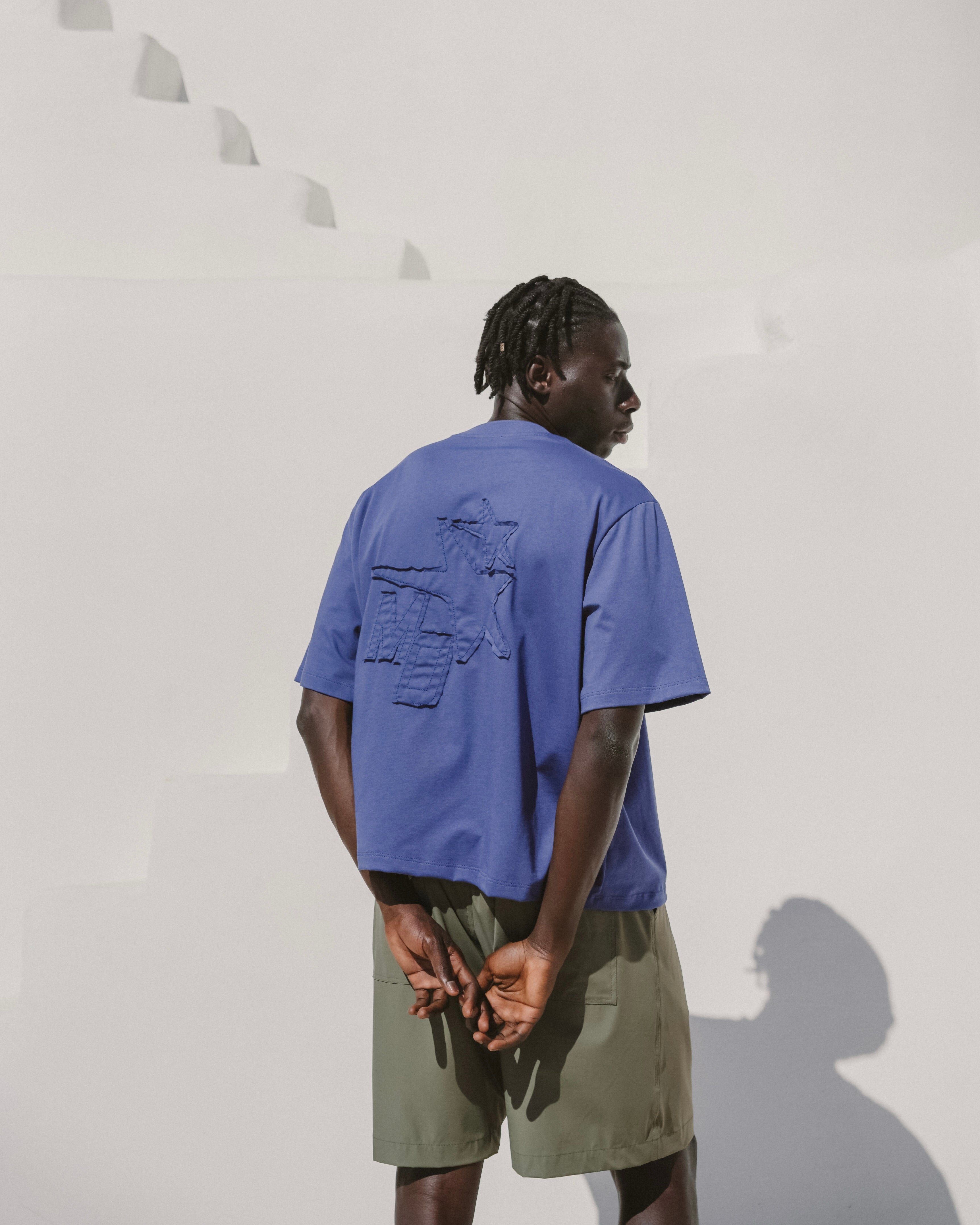 Blue embroidered tee