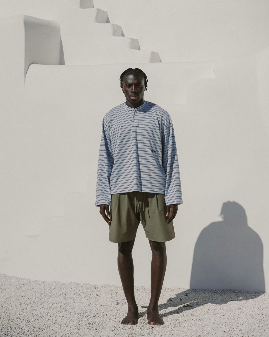 Sky blue striped serafino