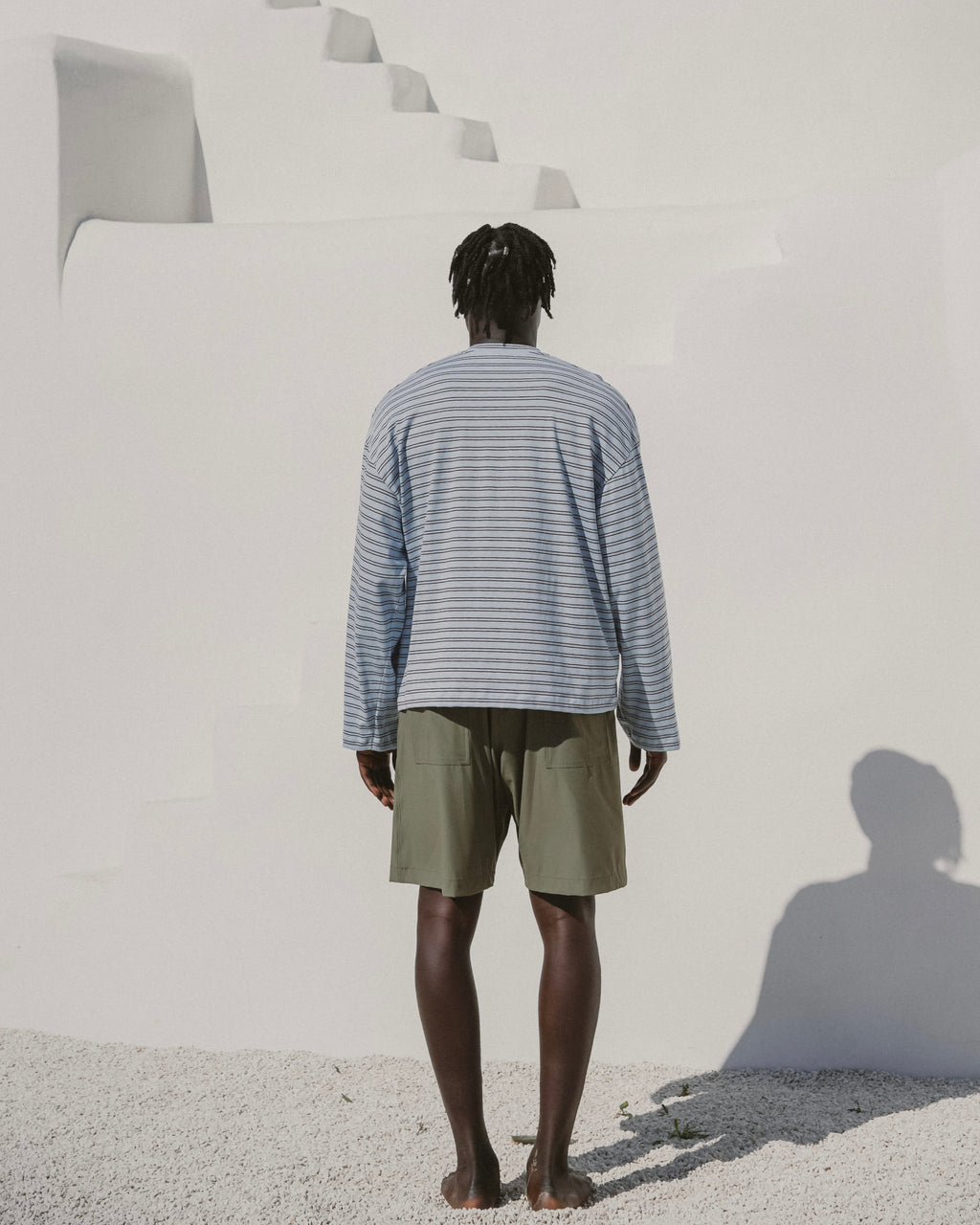 Sky blue striped serafino