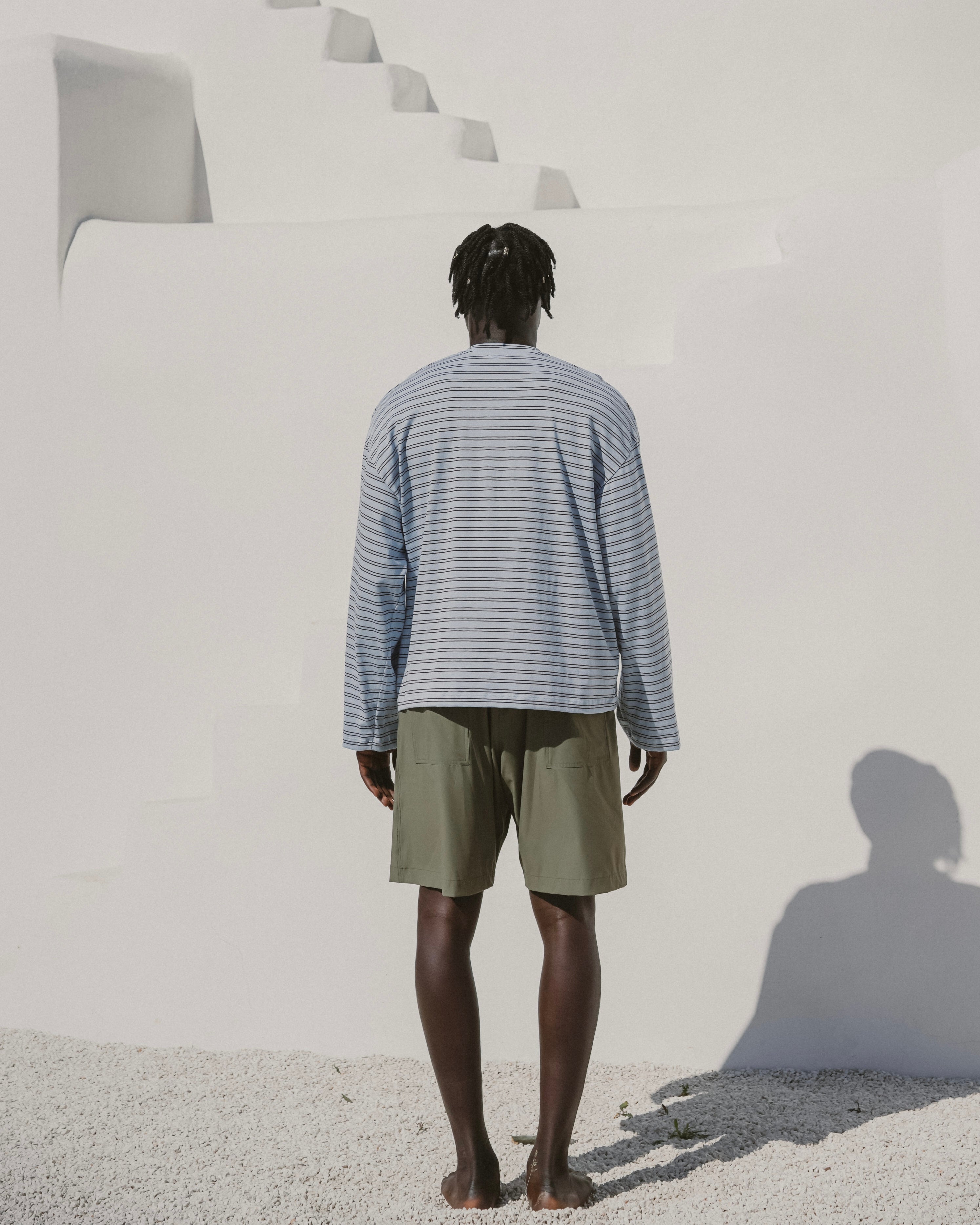 Sky blue striped serafino