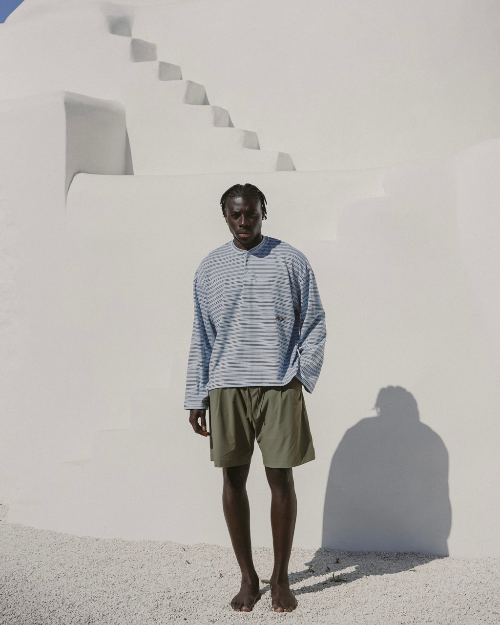 Sky blue striped serafino