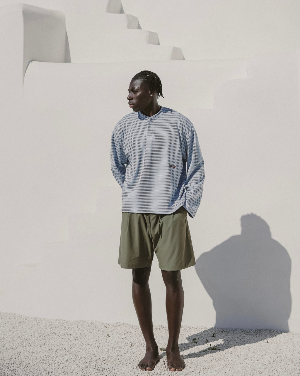 Sky blue striped serafino