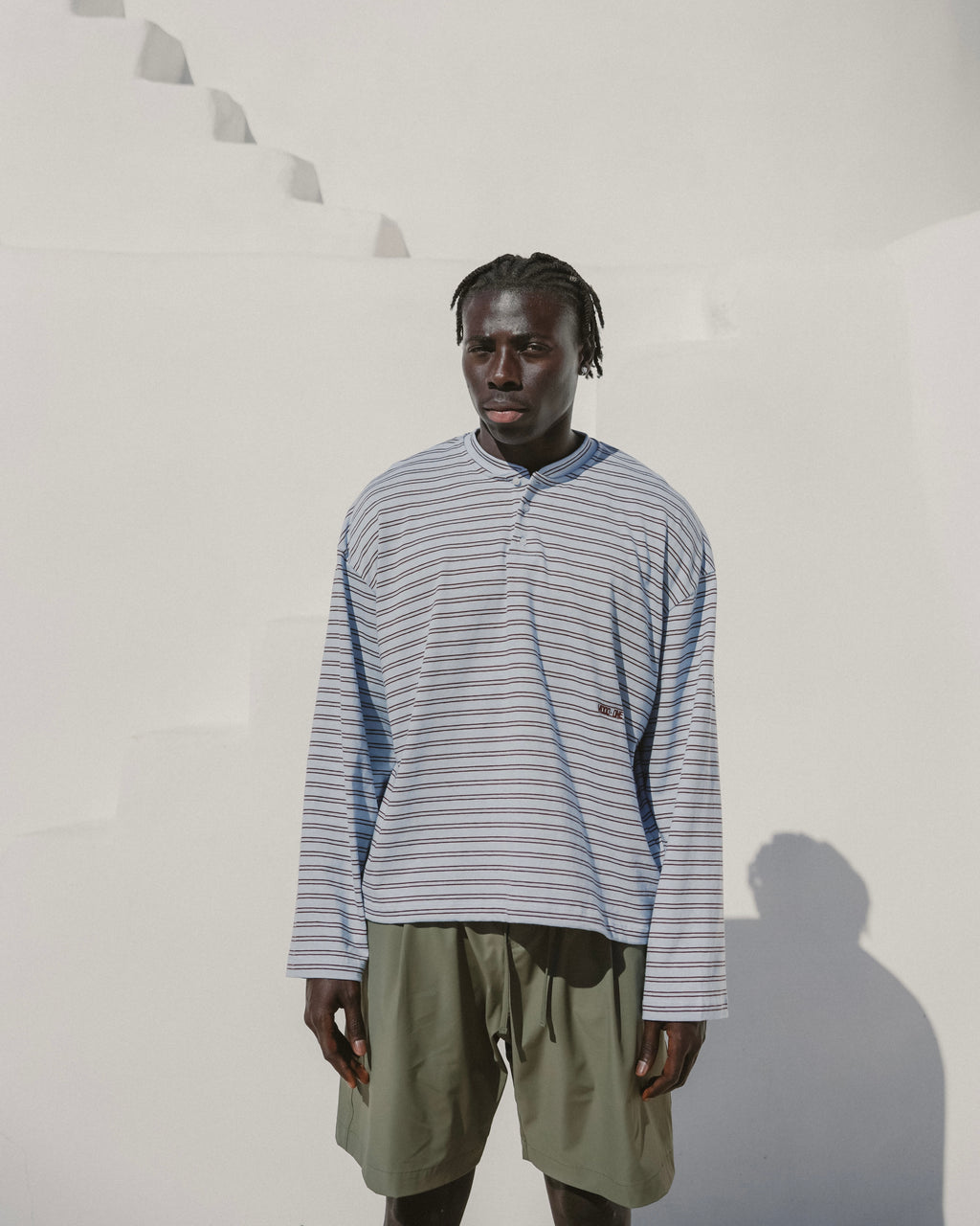 Sky blue striped serafino