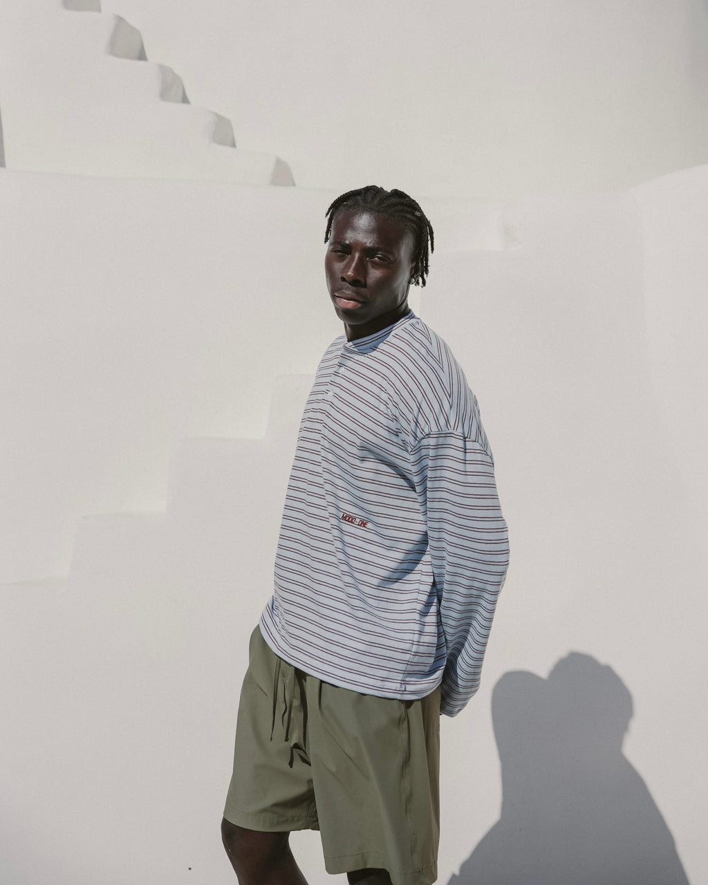 Sky blue striped serafino