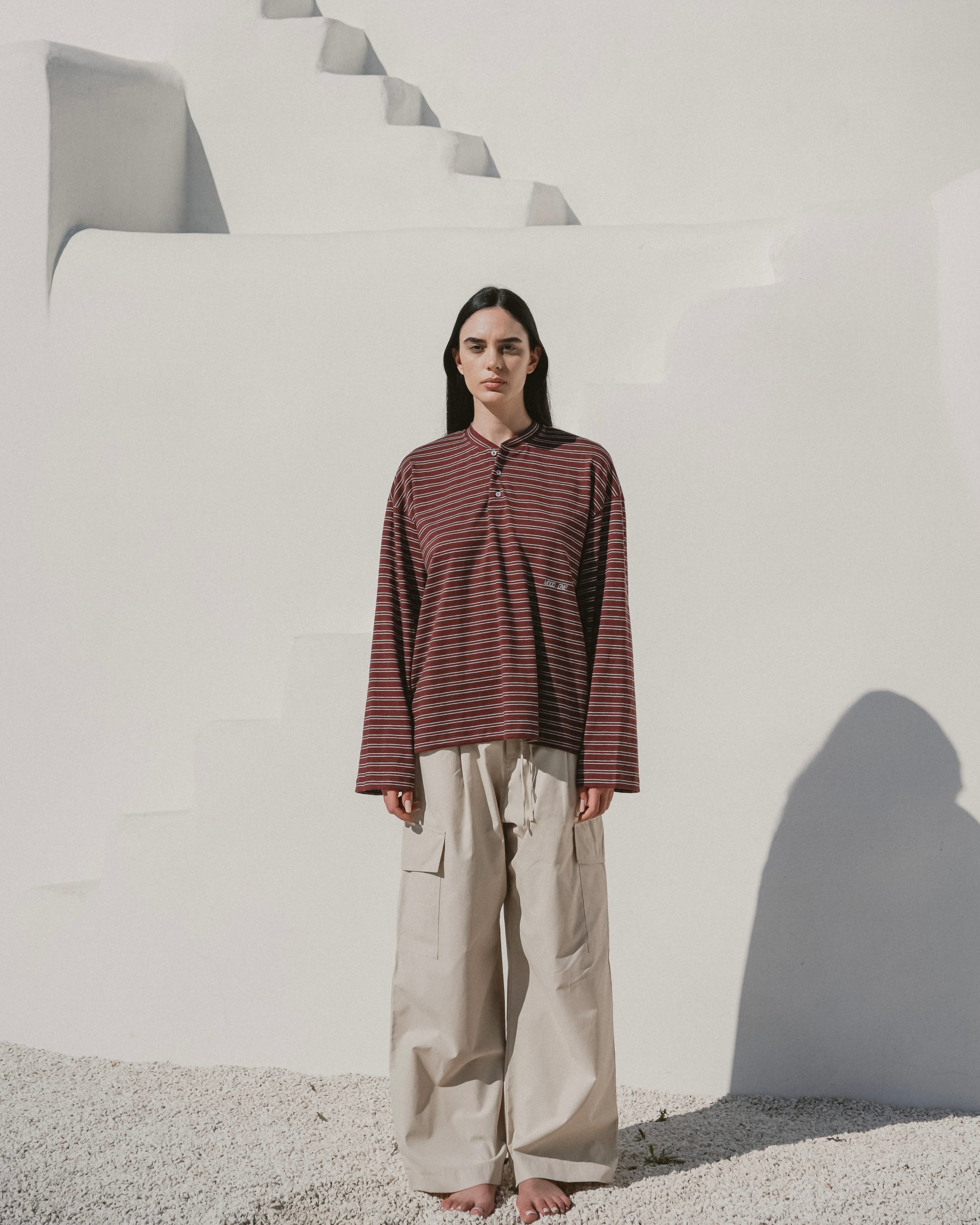 Burgundy striped Serafino