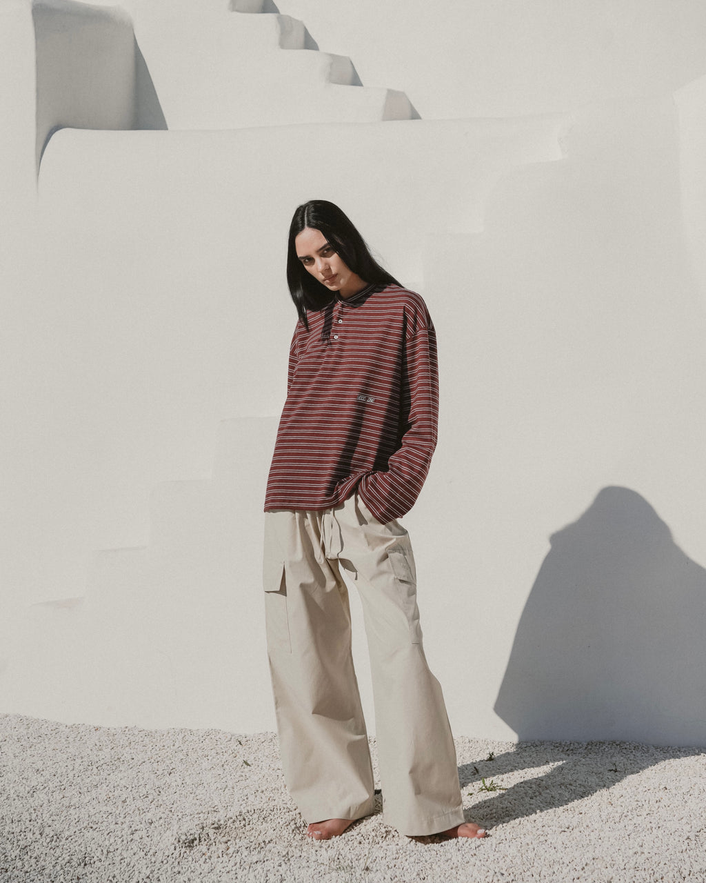 Burgundy striped Serafino