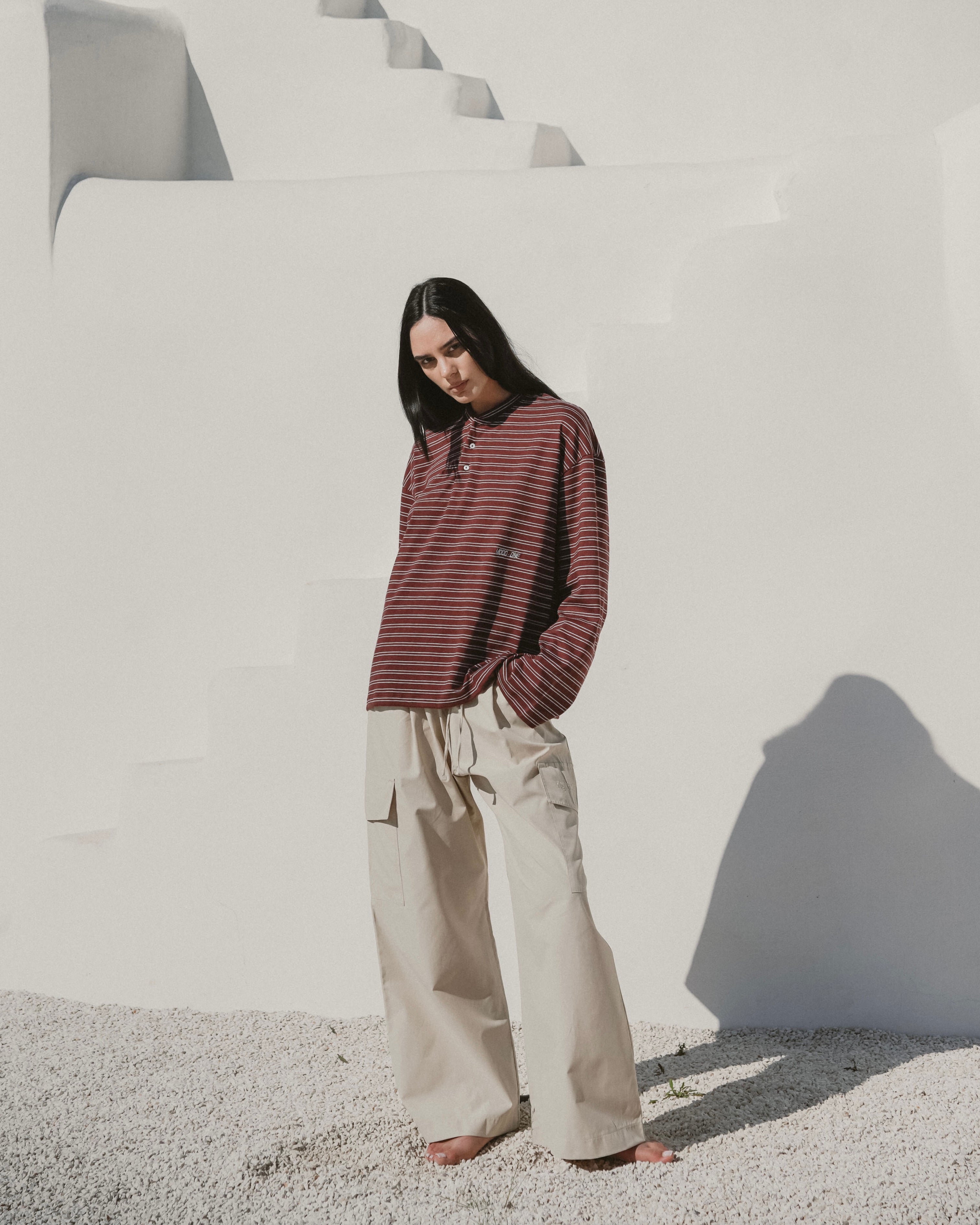 Burgundy striped Serafino