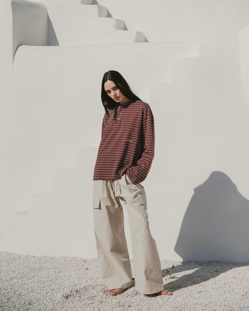 Burgundy striped Serafino