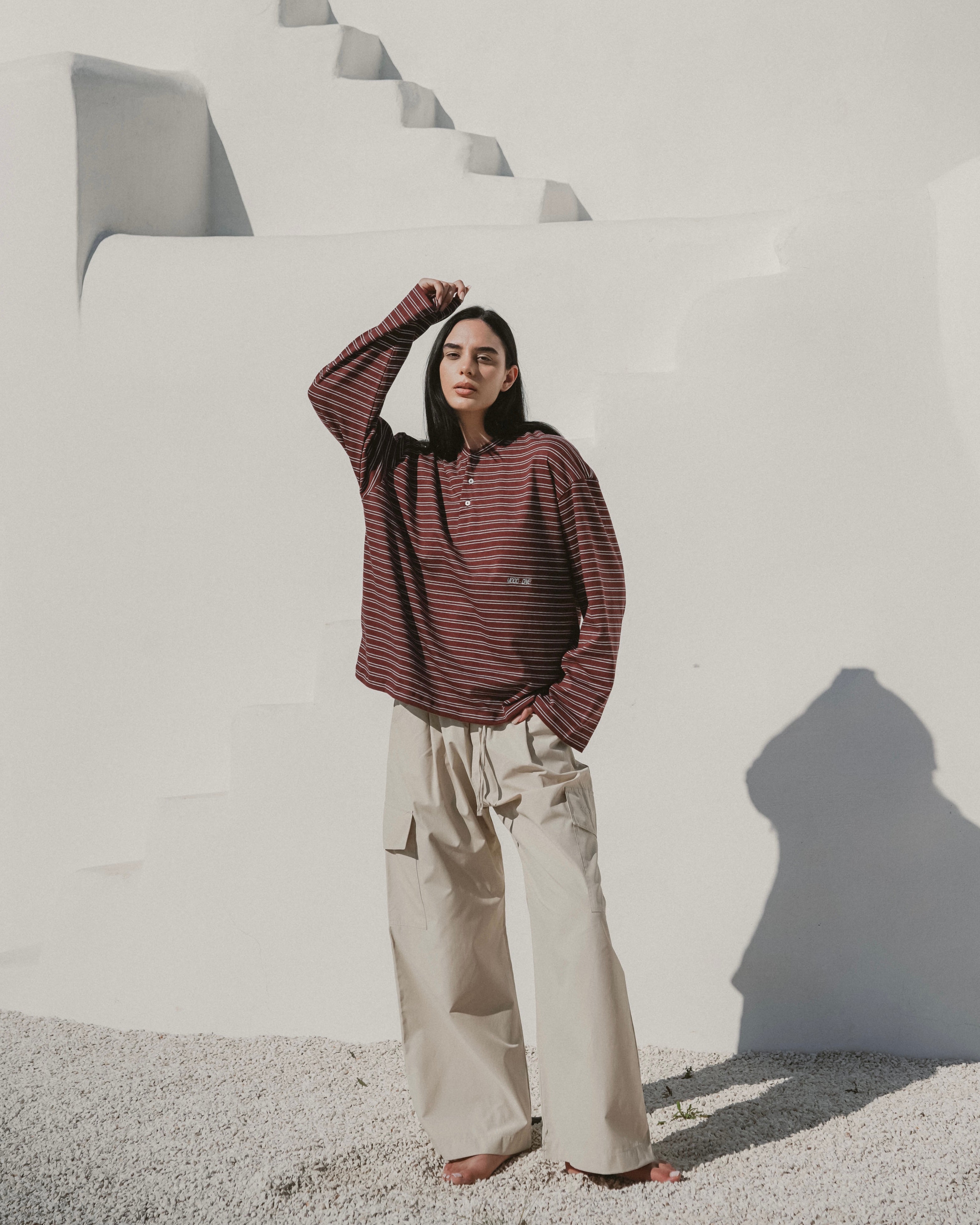 Burgundy striped Serafino