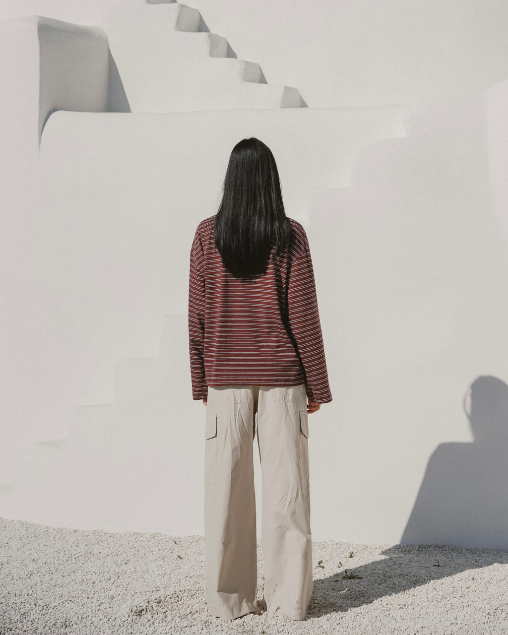Burgundy striped Serafino