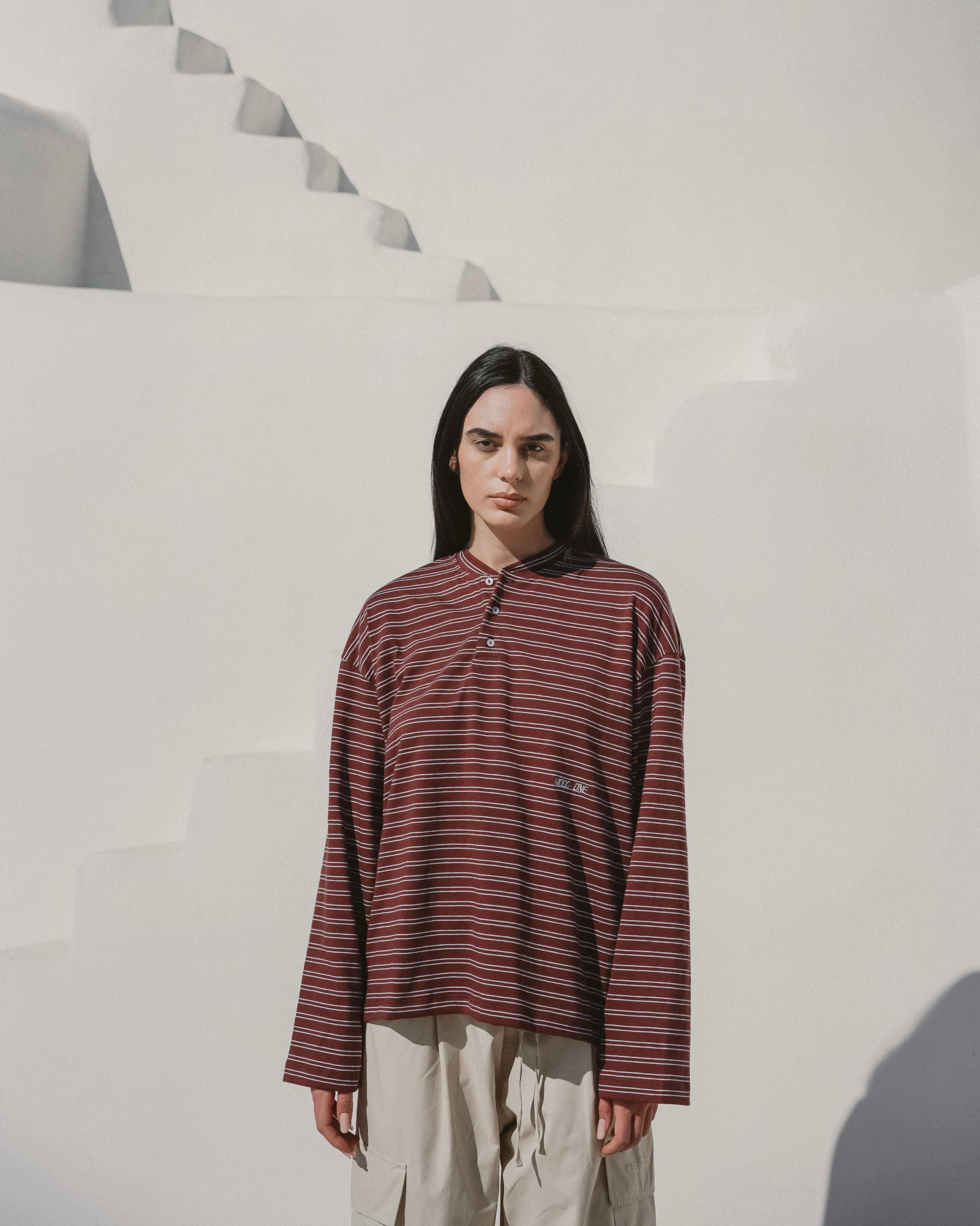 Burgundy striped Serafino