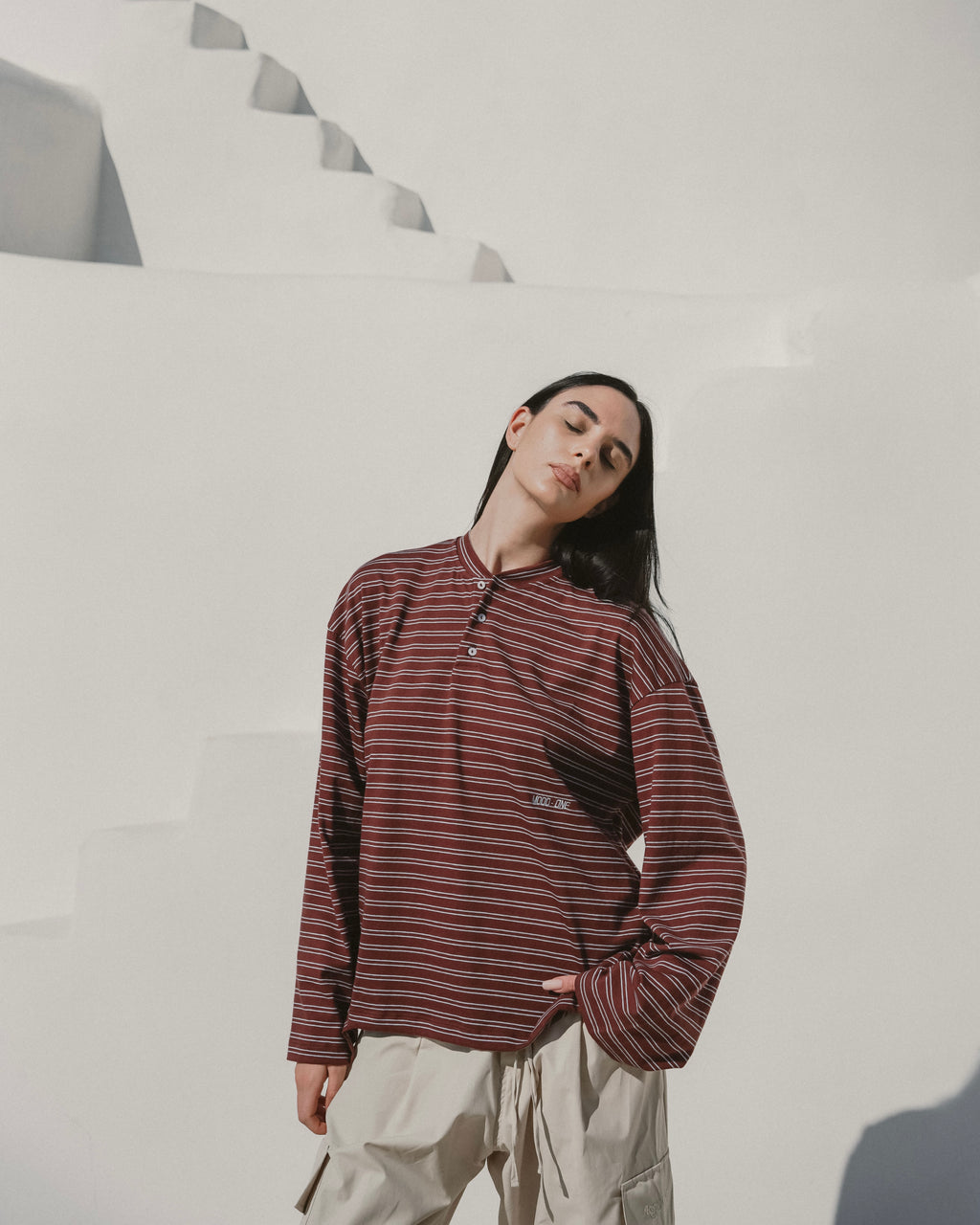 Burgundy striped Serafino
