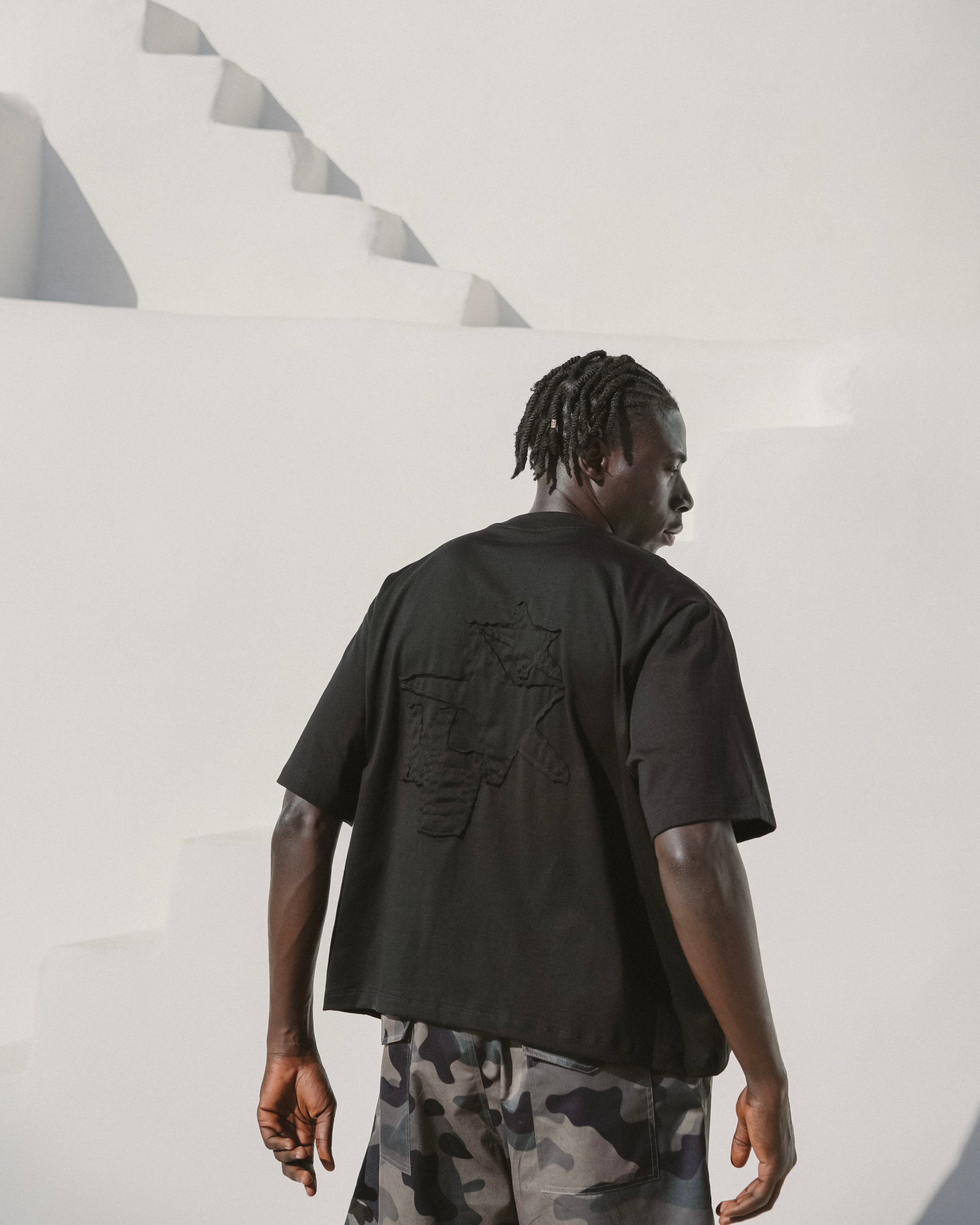 Black embroidered tee