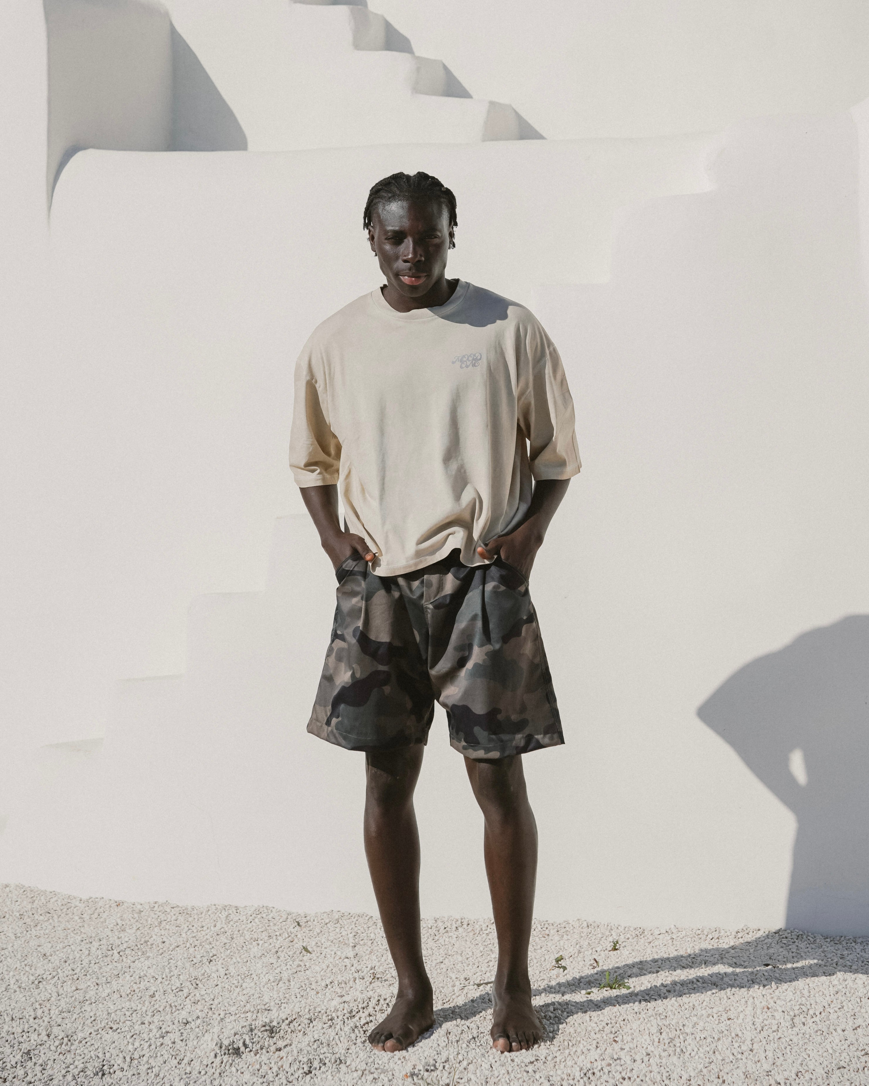 Faded yellow printed tee